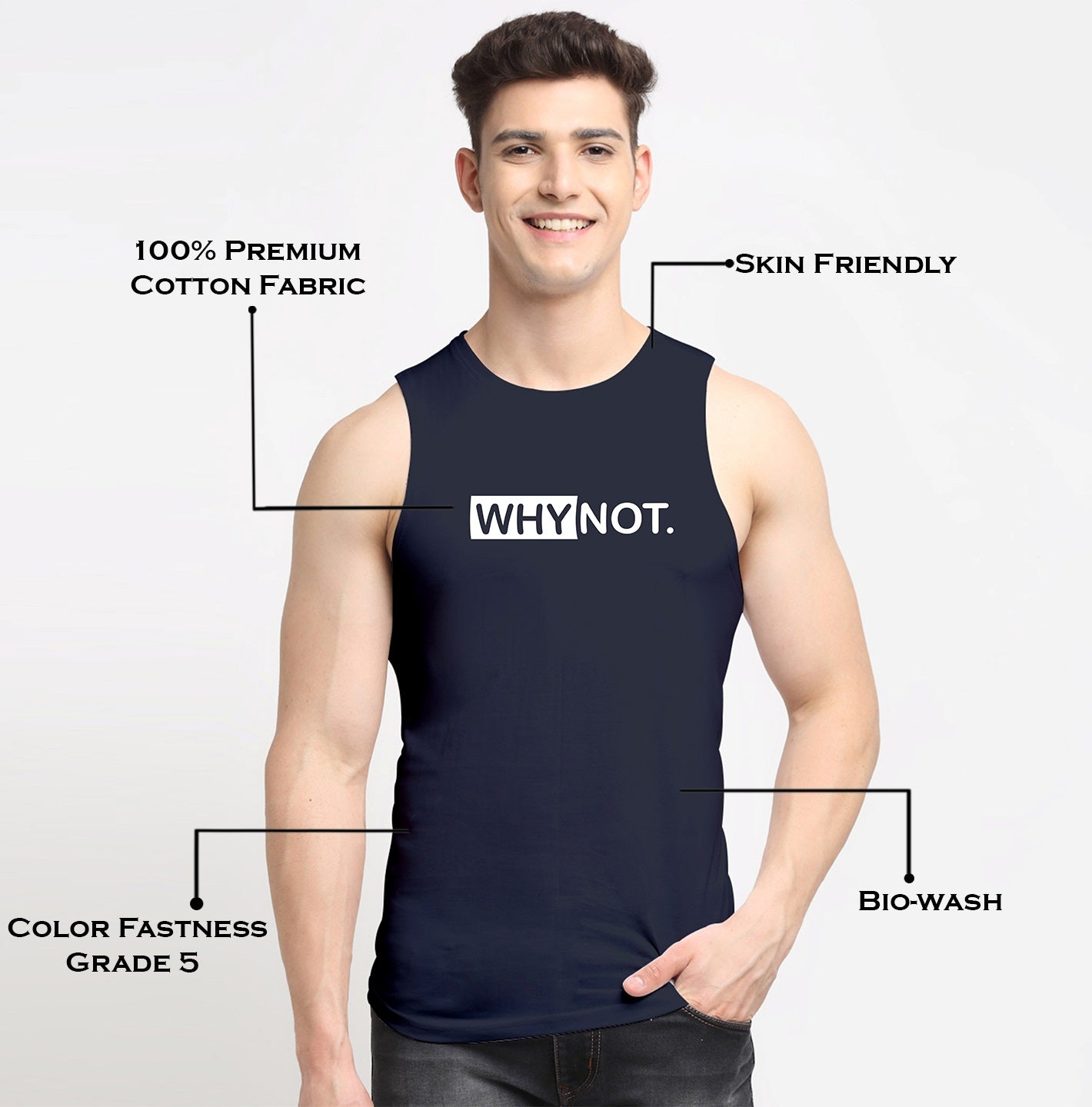 Men Why Not Printed Cotton Training Vest - Friskers