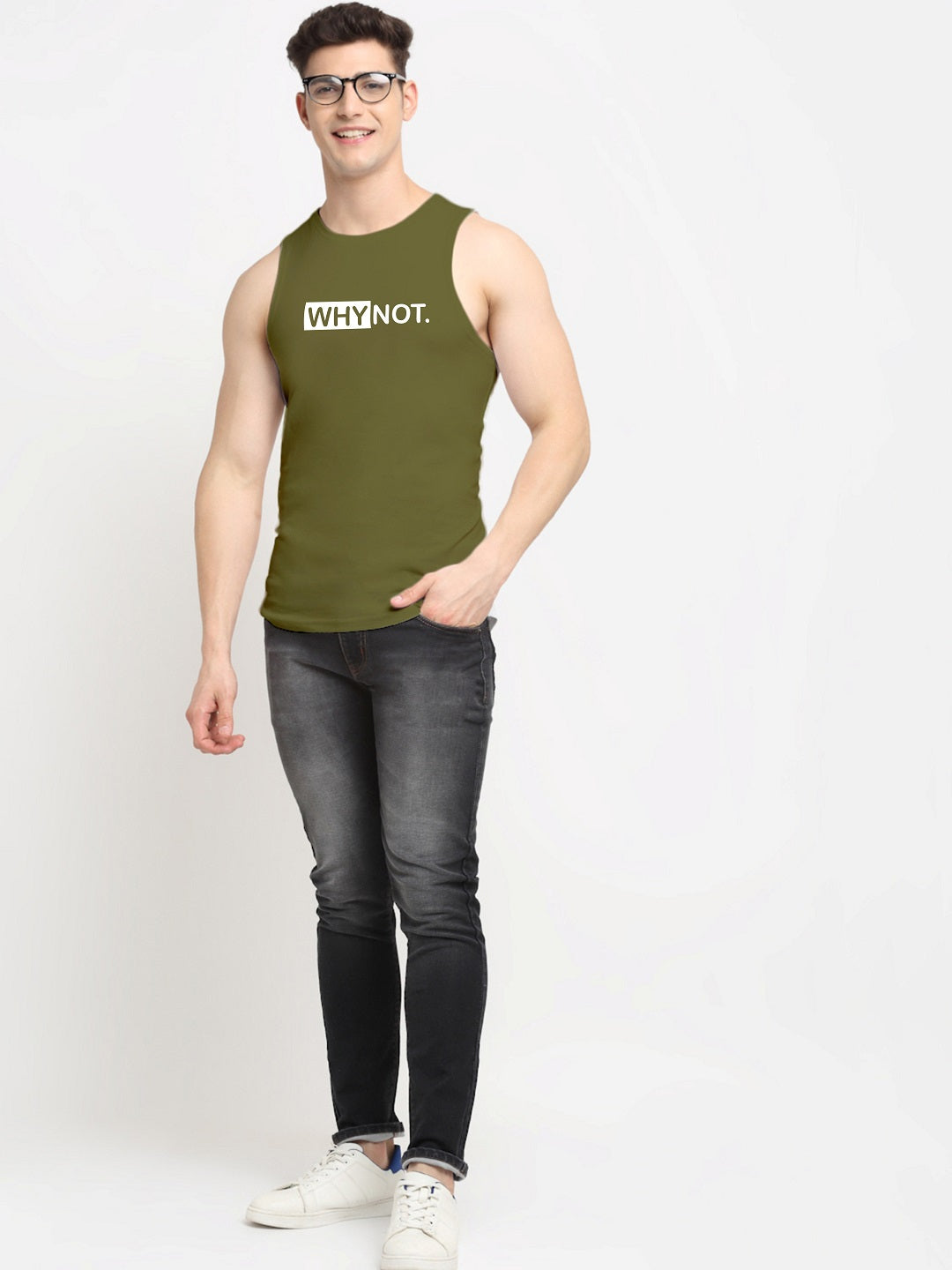 Men Why Not Printed Cotton Training Vest - Friskers