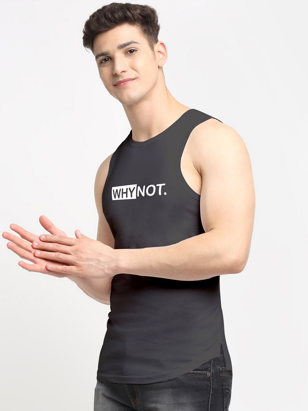 Men Why Not Printed Cotton Training Vest - Friskers