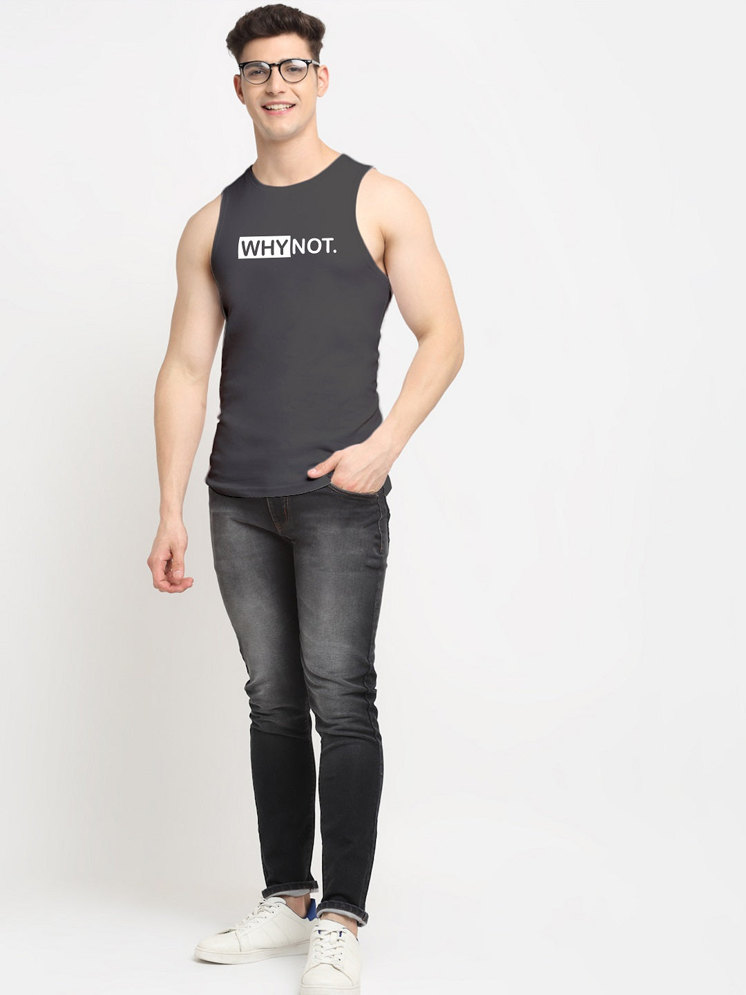 Men Why Not Printed Cotton Training Vest - Friskers