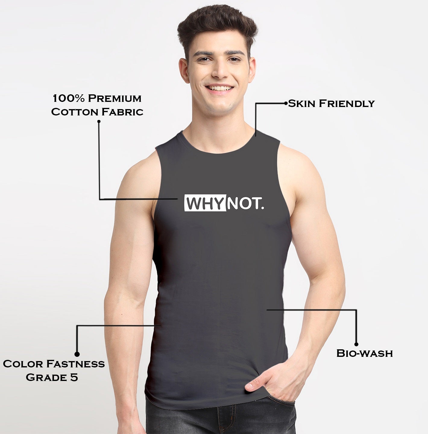 Men Why Not Printed Cotton Training Vest - Friskers