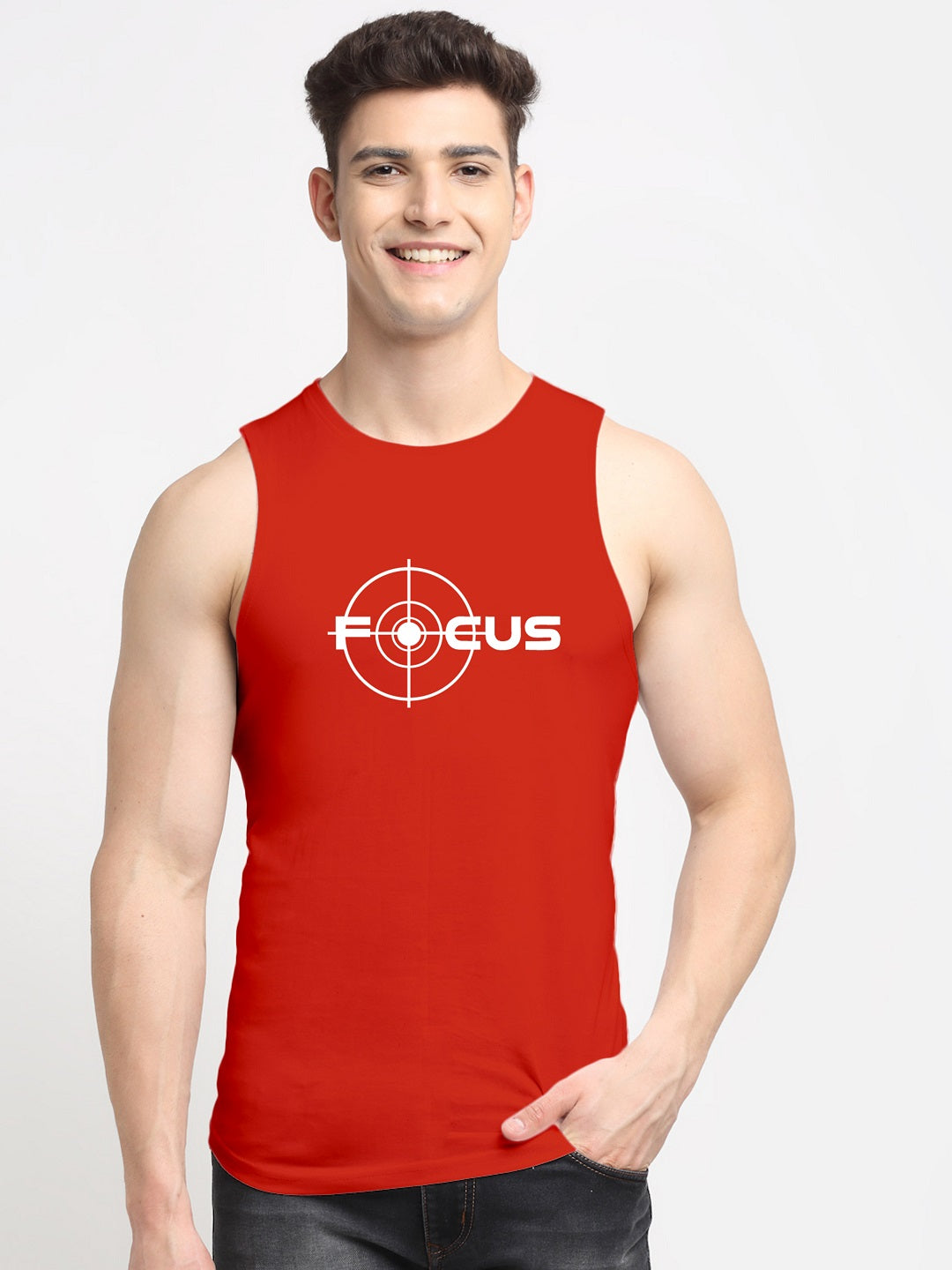 Men's Fitness Printed Round Neck Gym Vest
