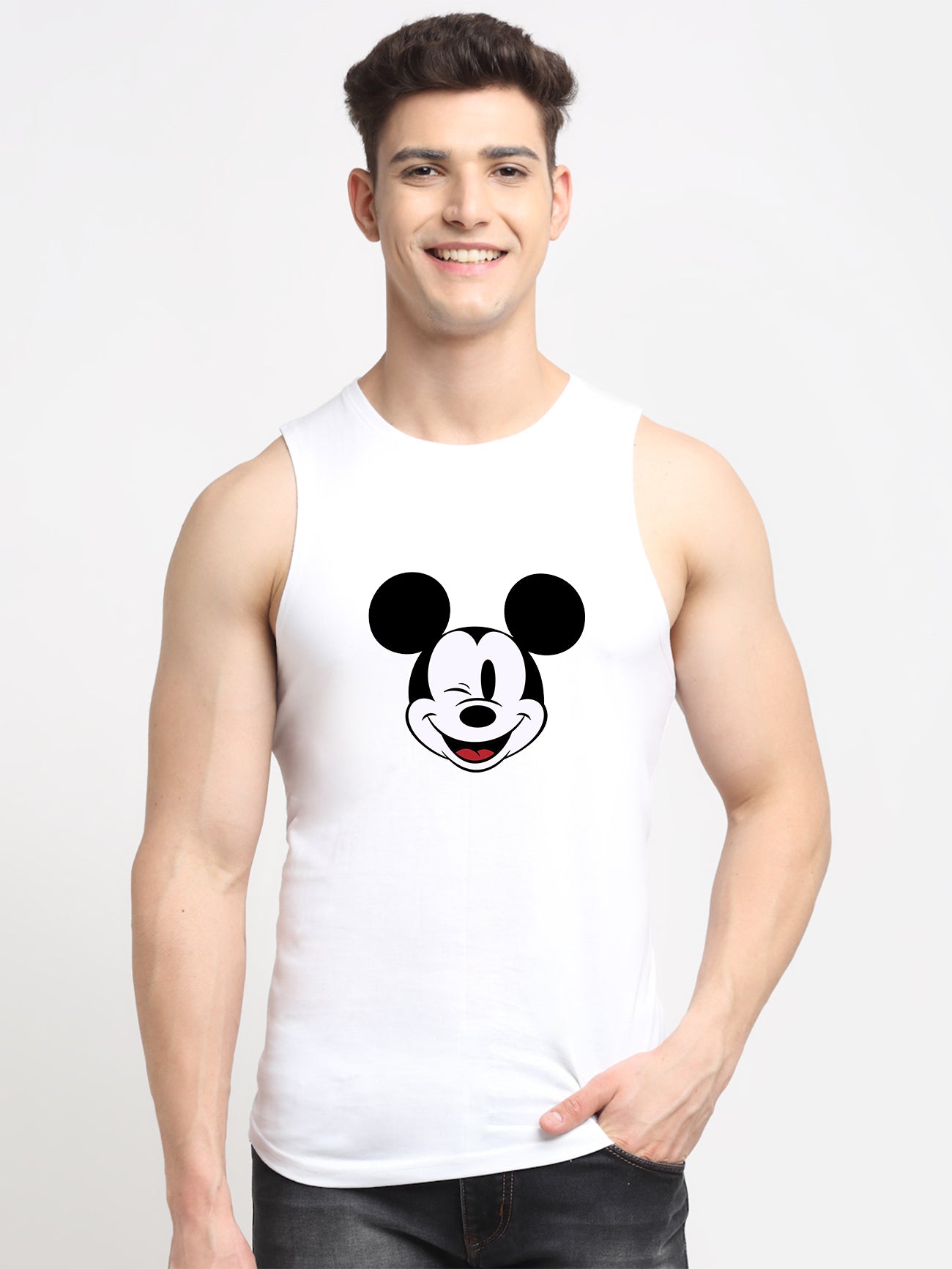 Men's Mickey Mouse Printed Cotton Gym vest - Friskers