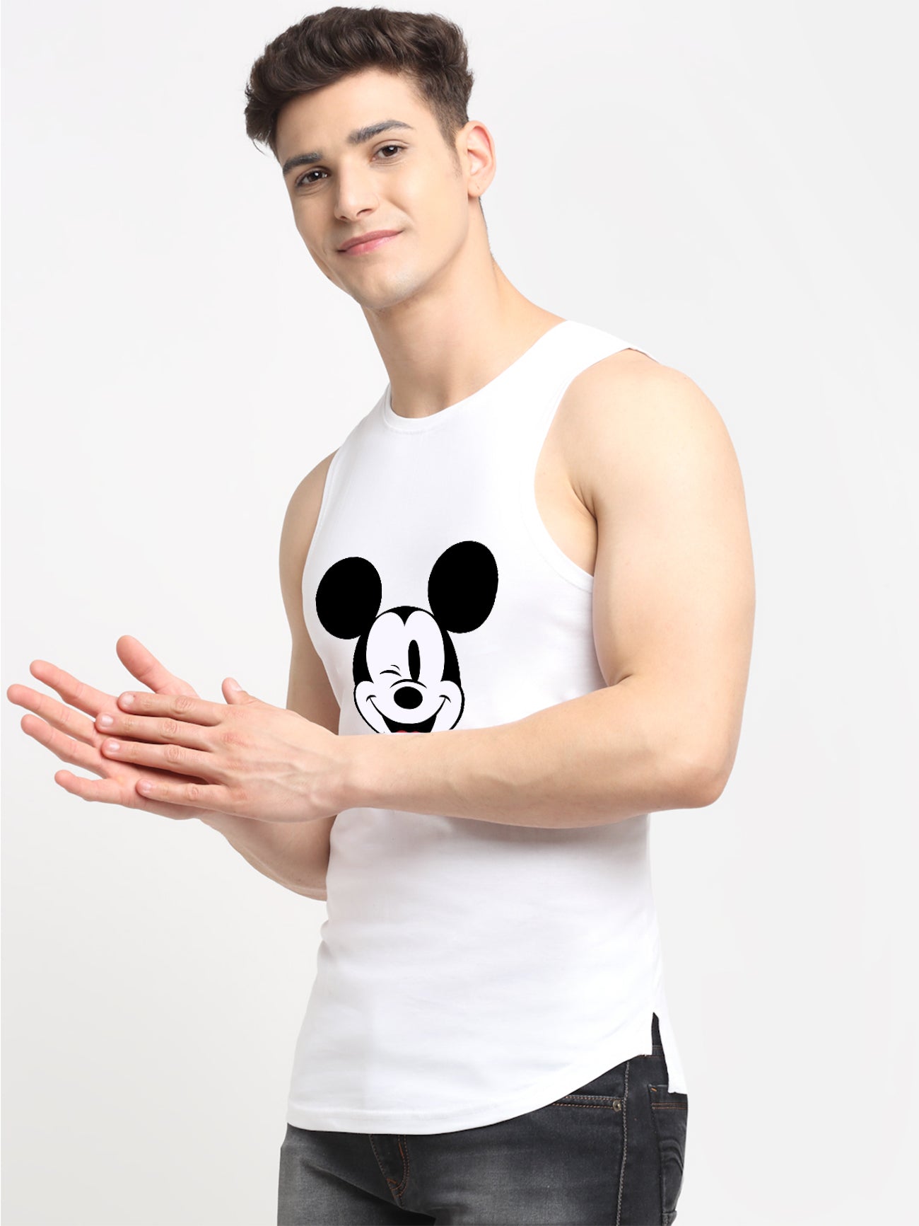 Men's Mickey Mouse Printed Cotton Gym vest - Friskers