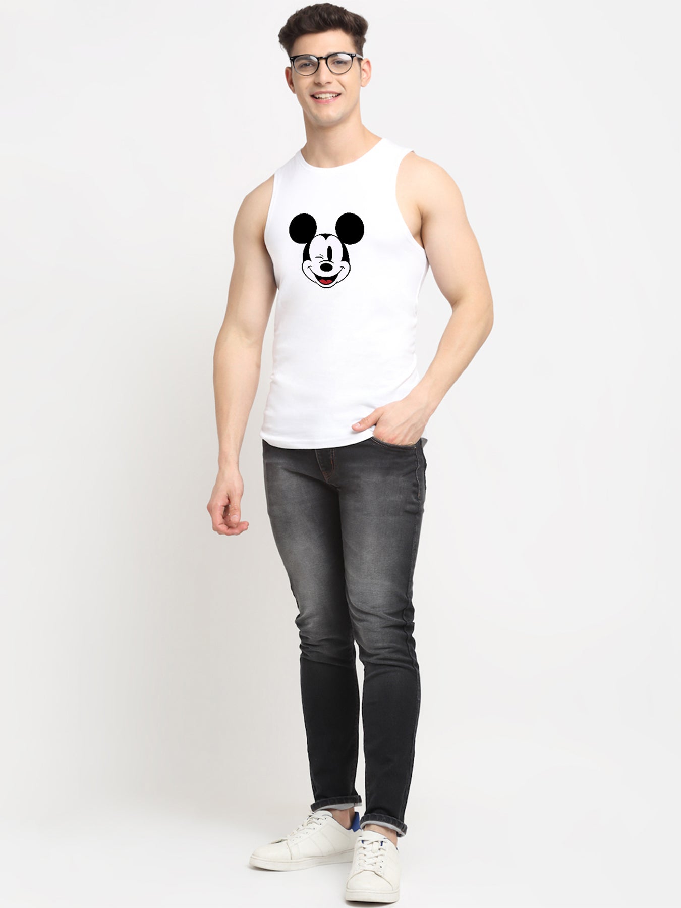 Men's Mickey Mouse Printed Cotton Gym vest - Friskers