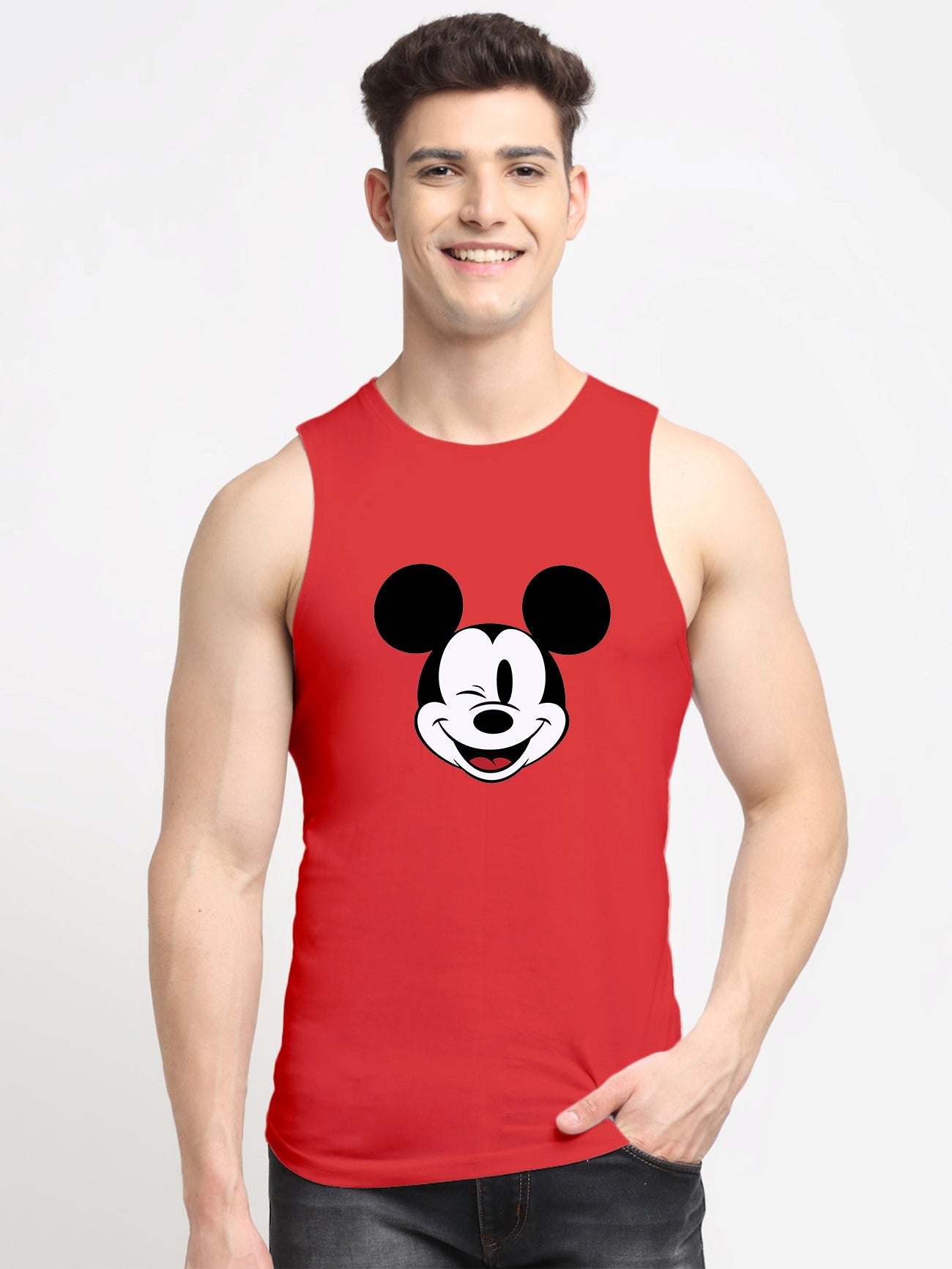 Men's Mickey Mouse Printed Cotton Gym vest - Friskers