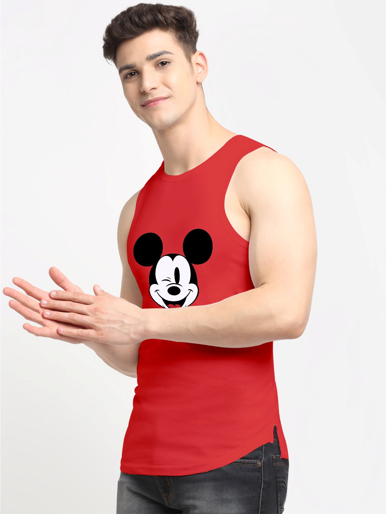 Men's Mickey Mouse Printed Cotton Gym vest - Friskers