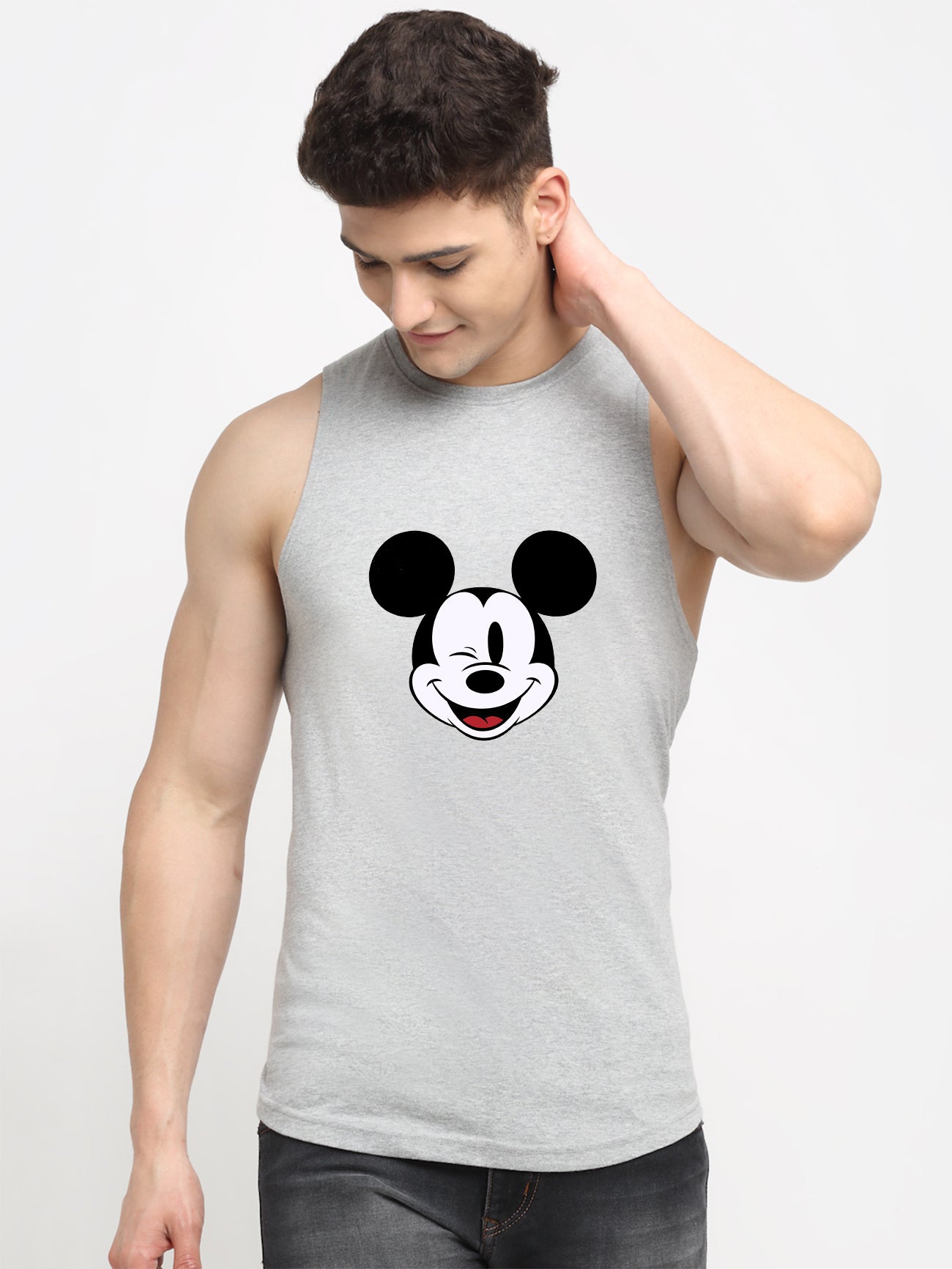 Men's Mickey Mouse Printed Cotton Gym vest - Friskers