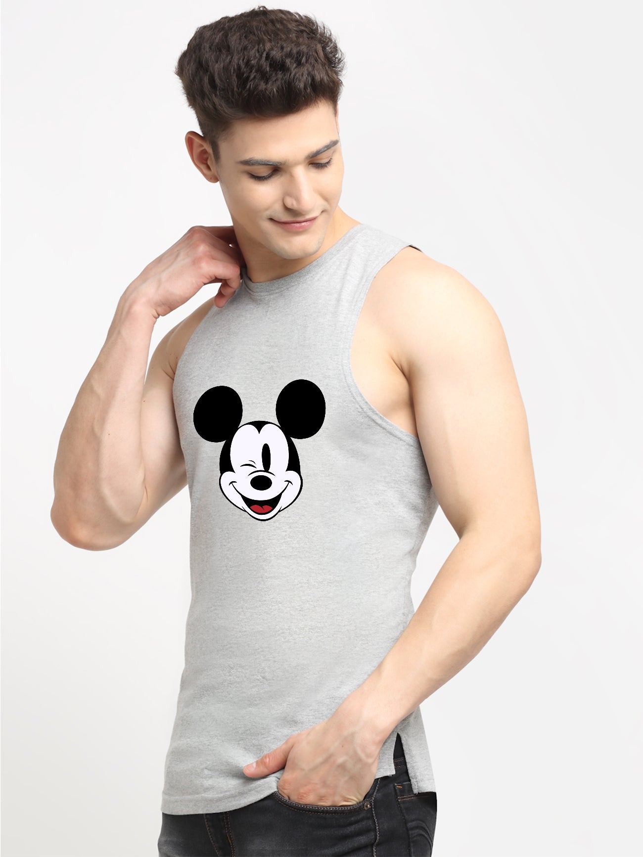Men's Mickey Mouse Printed Cotton Gym vest - Friskers