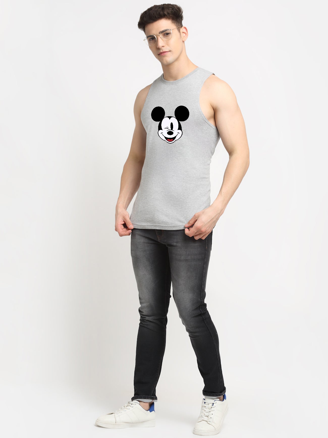Men's Mickey Mouse Printed Cotton Gym vest - Friskers