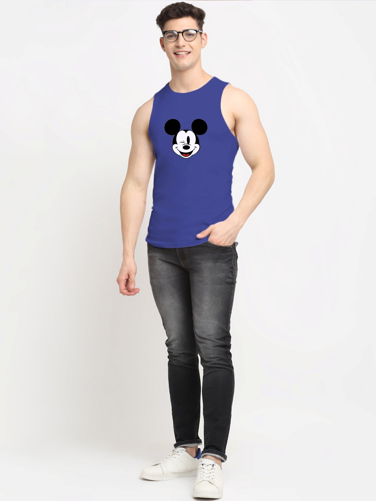 Men's Mickey Mouse Printed Cotton Gym vest - Friskers