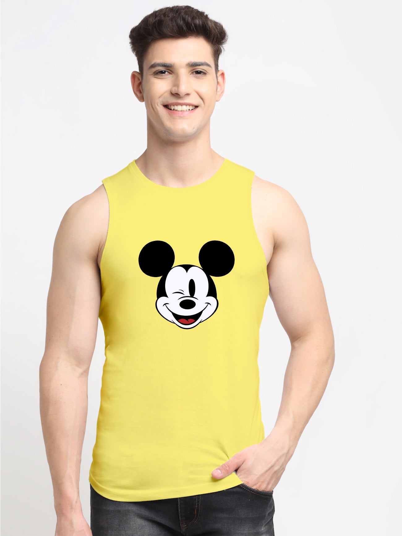Men's Mickey Mouse Printed Cotton Gym vest - Friskers