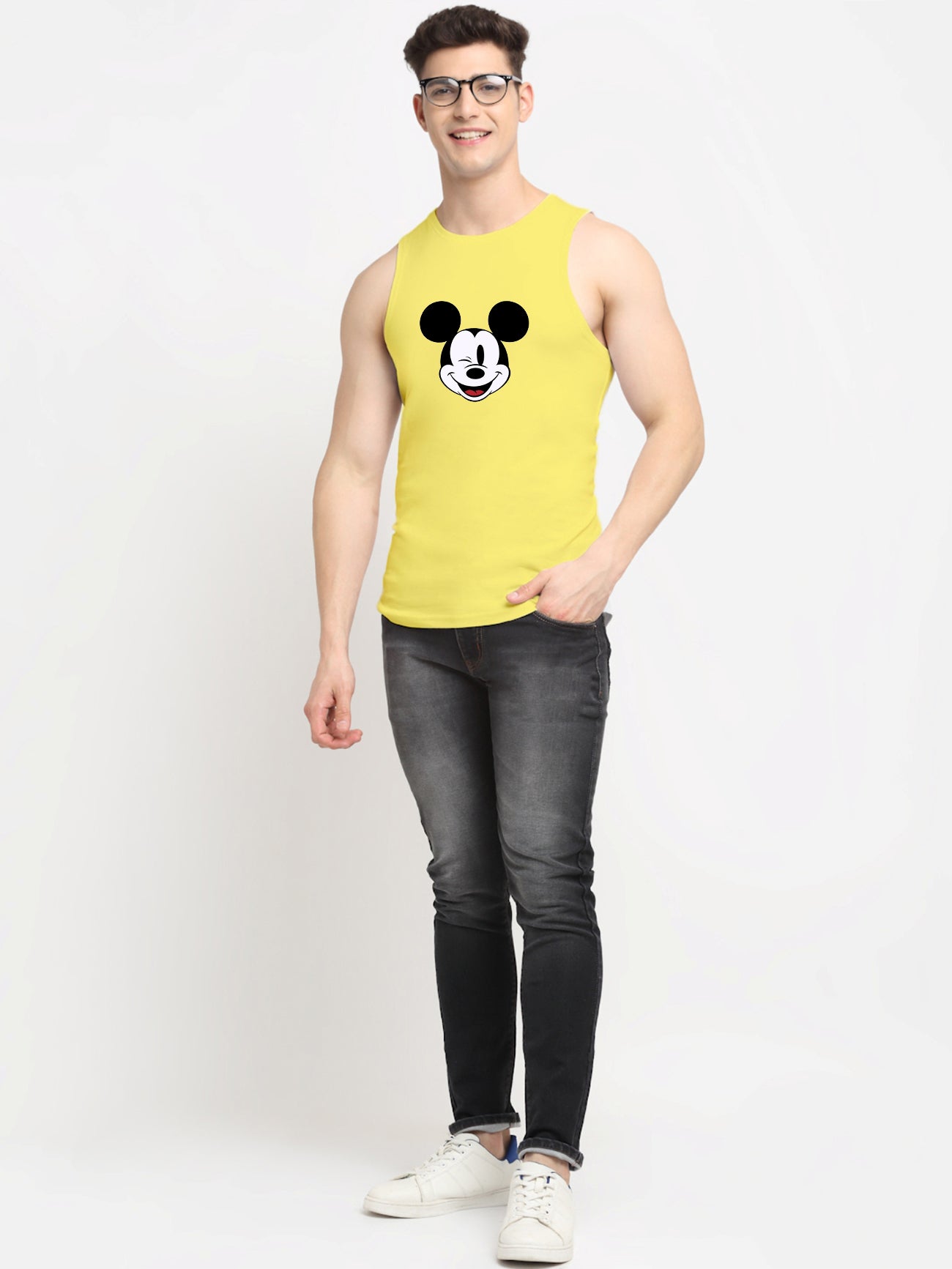 Men's Mickey Mouse Printed Cotton Gym vest - Friskers