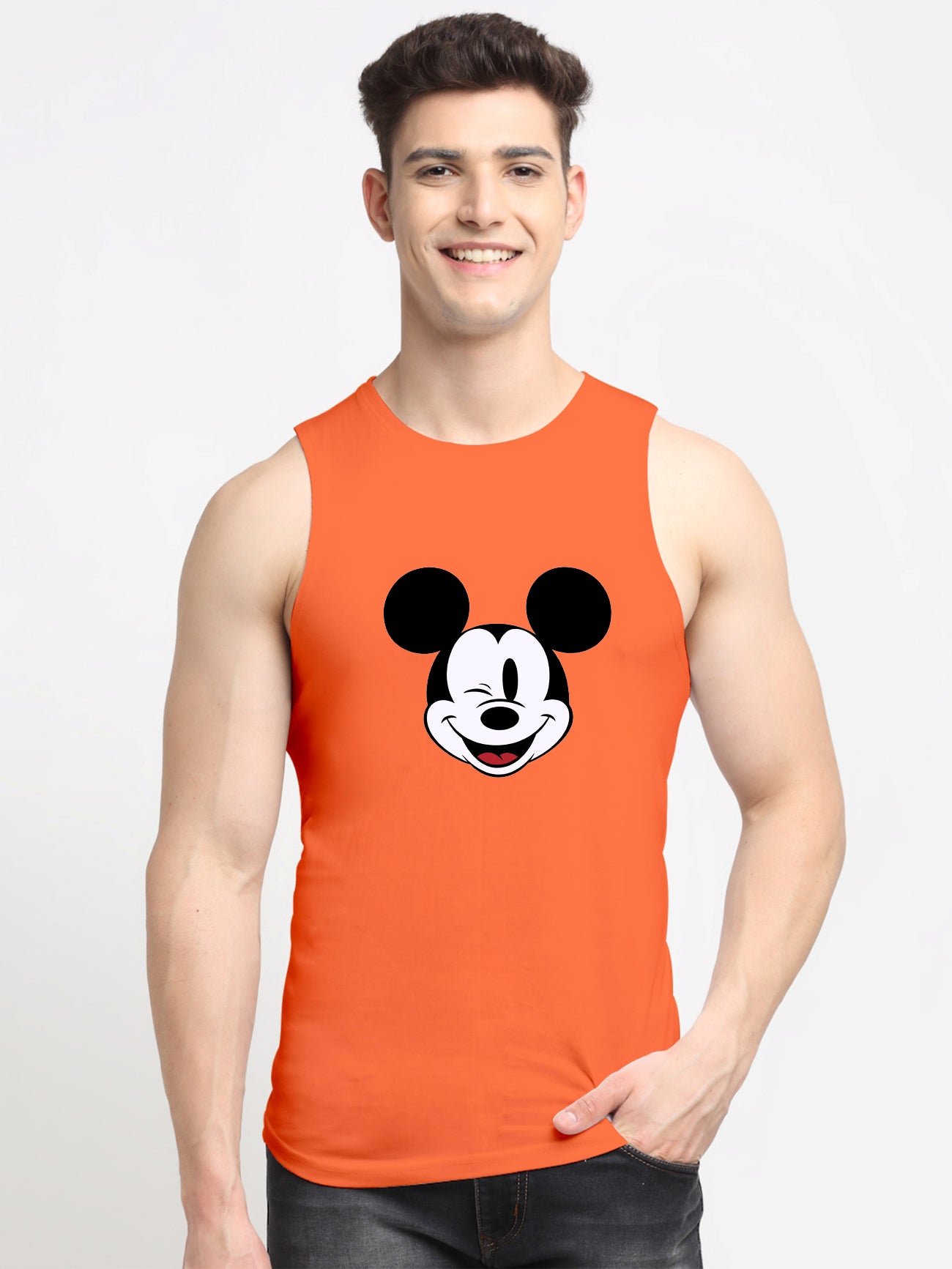Men's Mickey Mouse Printed Cotton Gym vest - Friskers