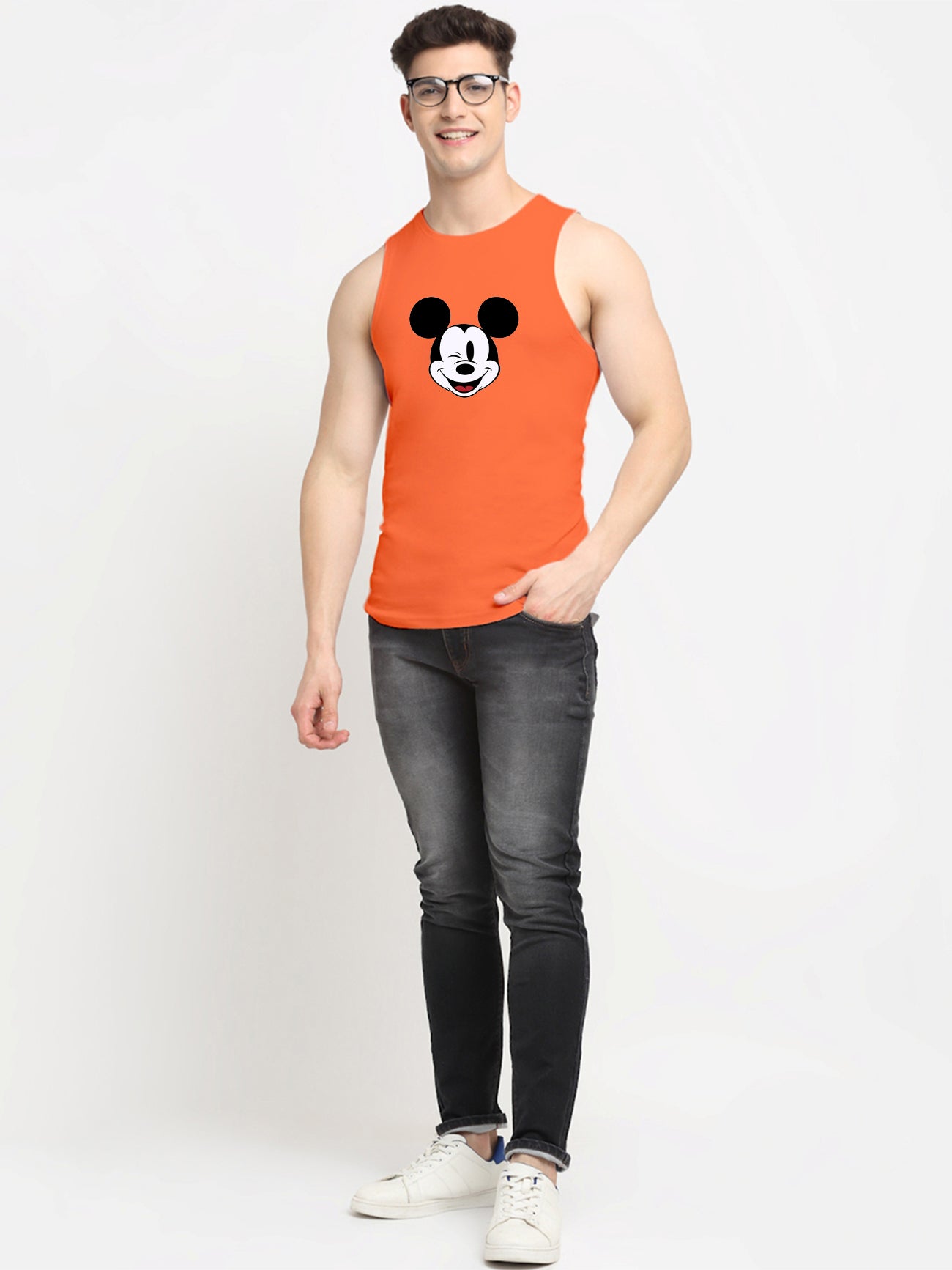 Men's Mickey Mouse Printed Cotton Gym vest - Friskers