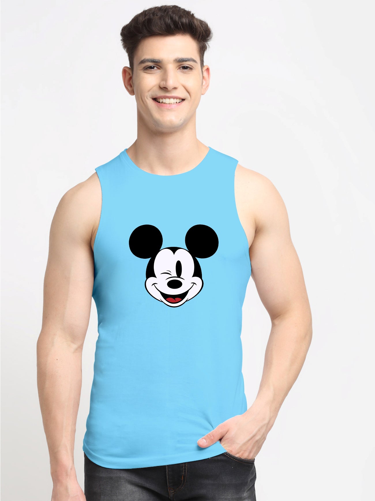 Men's Mickey Mouse Printed Cotton Gym vest - Friskers