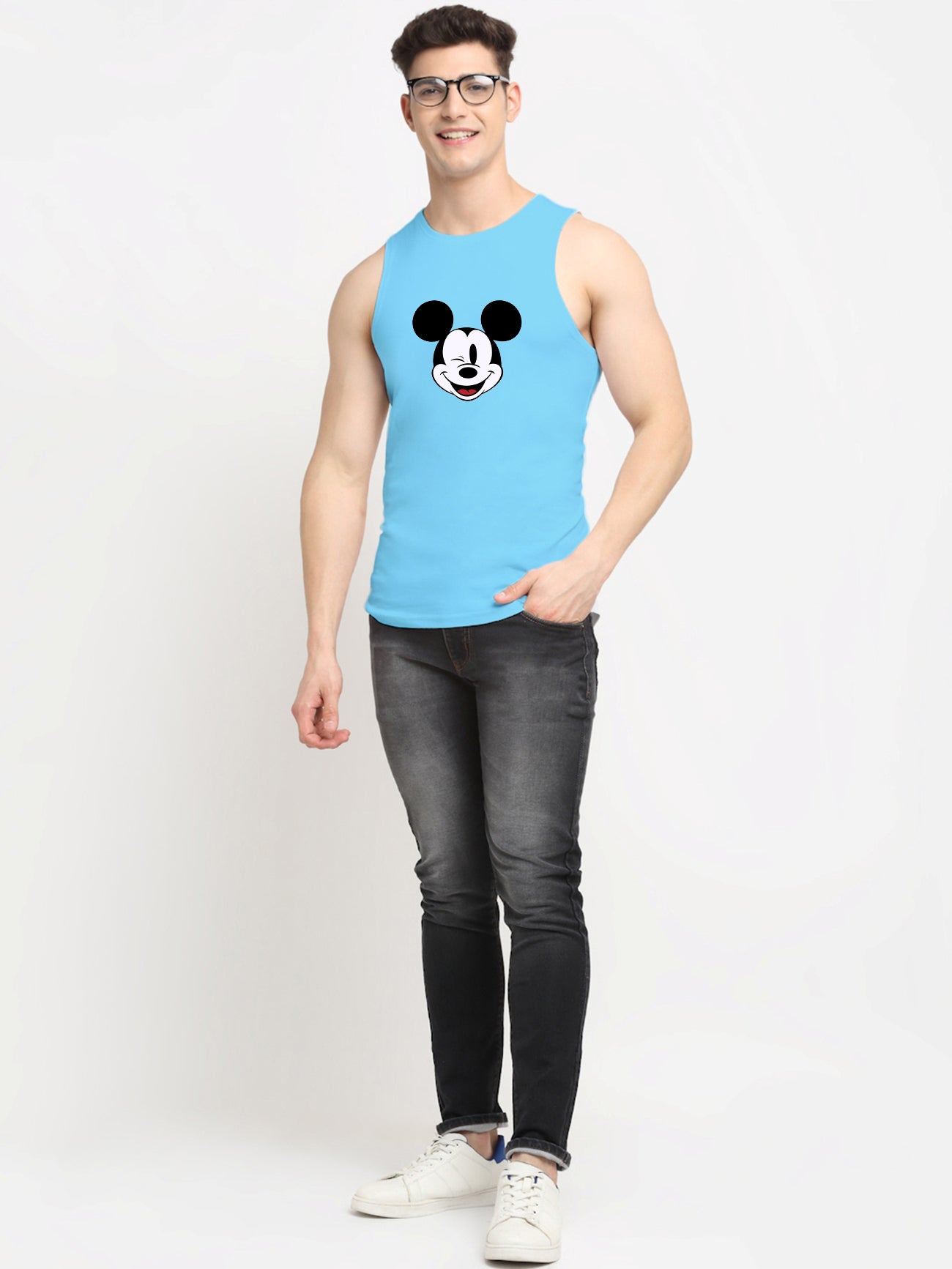 Men's Mickey Mouse Printed Cotton Gym vest - Friskers