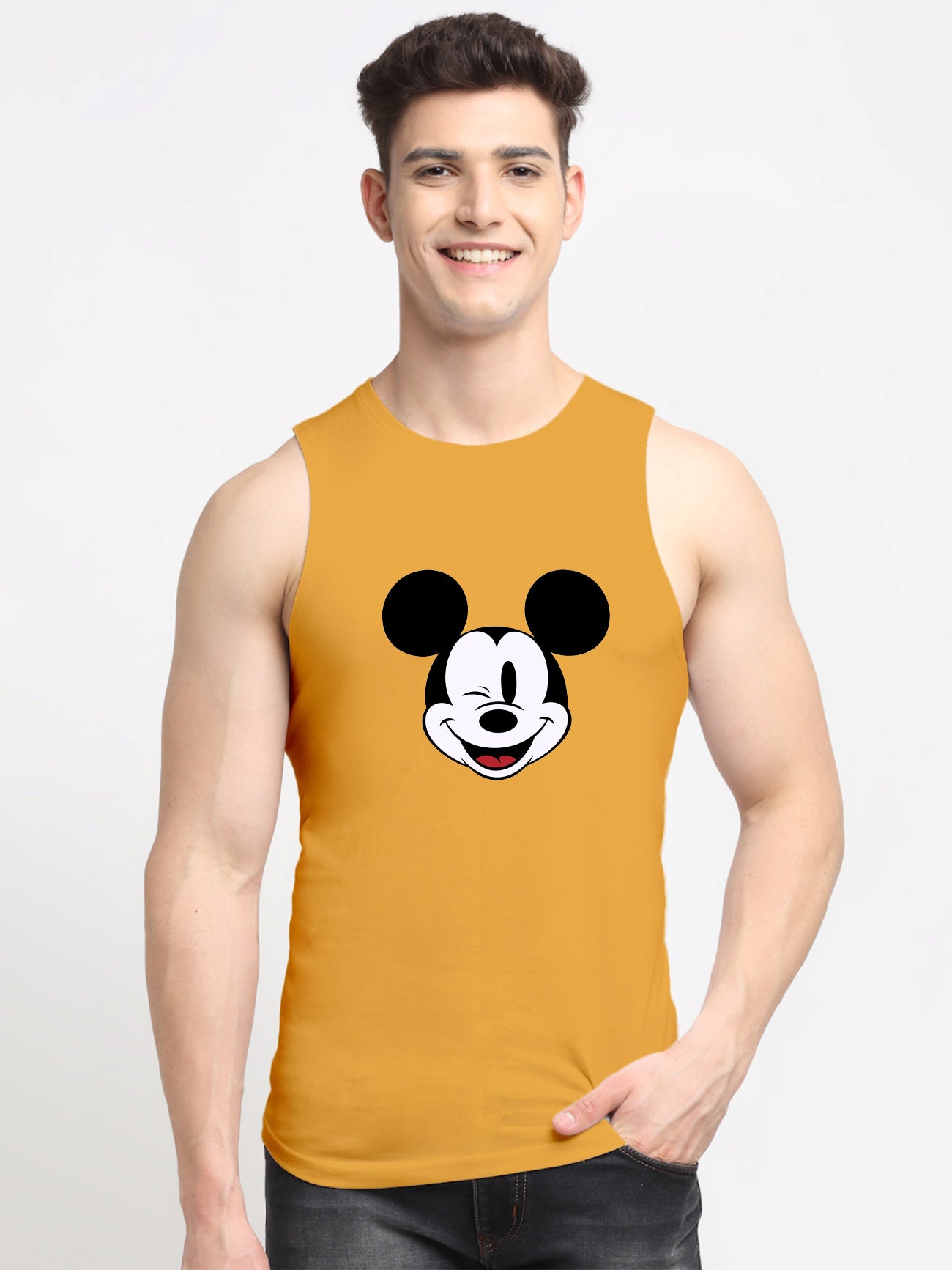 Men's Mickey Mouse Printed Cotton Gym vest - Friskers