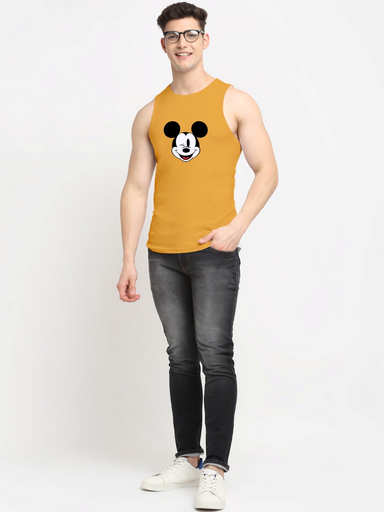 Men's Mickey Mouse Printed Cotton Gym vest - Friskers