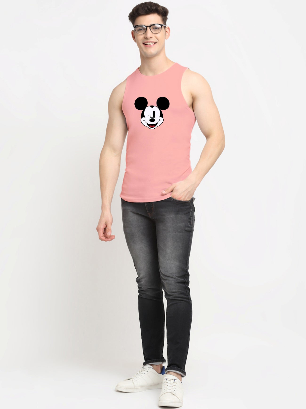 Men's Mickey Mouse Printed Cotton Gym vest - Friskers