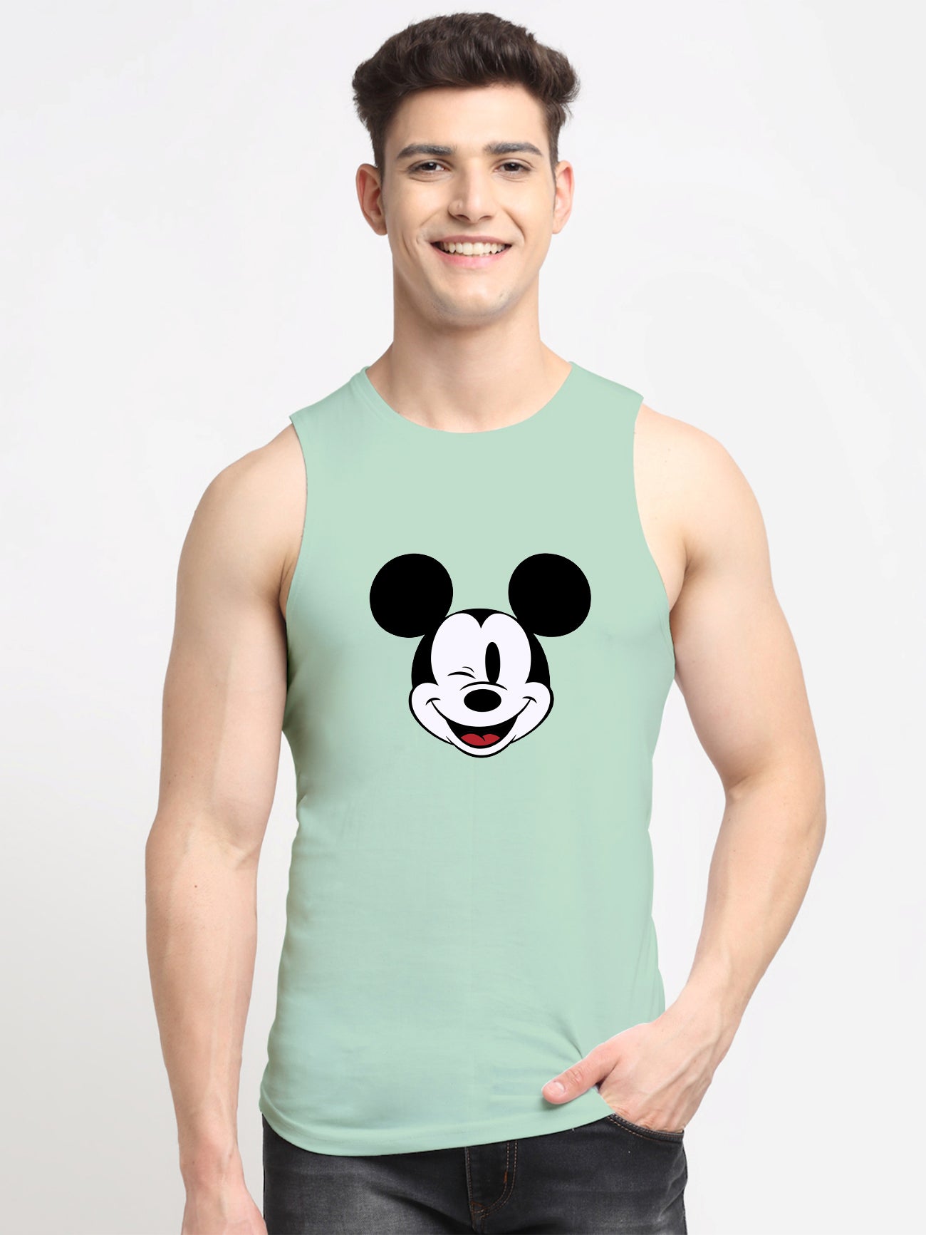 Men's Mickey Mouse Printed Cotton Gym vest - Friskers