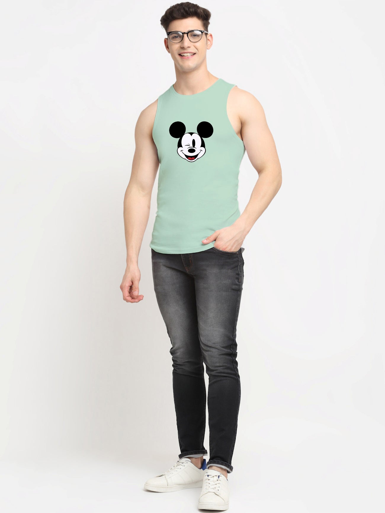 Men's Mickey Mouse Printed Cotton Gym vest - Friskers