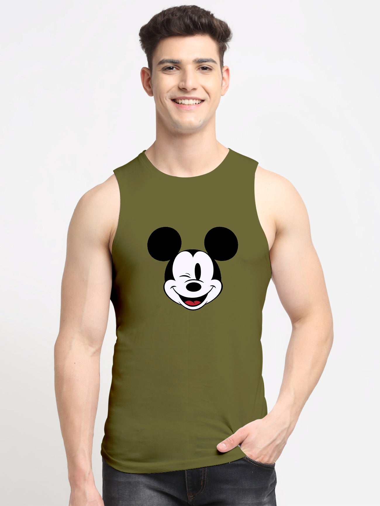 Men's Mickey Mouse Printed Cotton Gym vest - Friskers