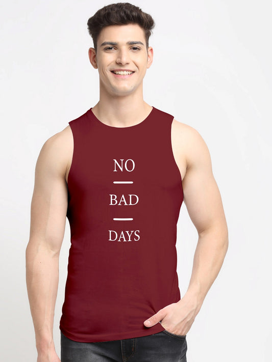 Men No Bad Days Printed Cotton Training Vest - Friskers