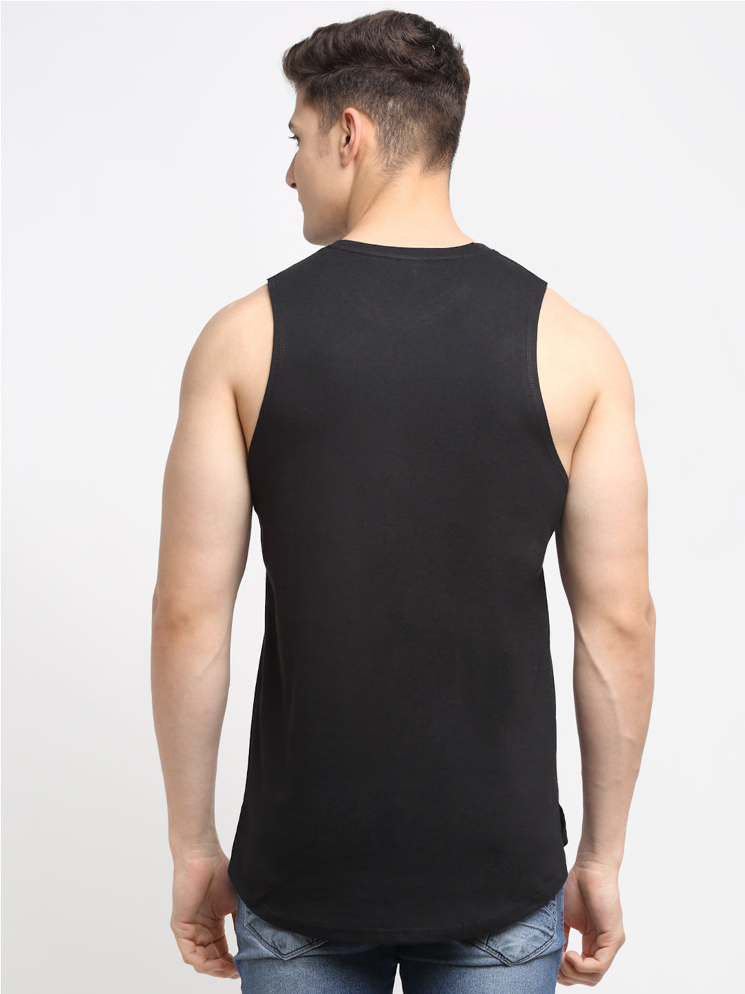 Men's Eat Sleep Gym Repeat Printed Round Neck Gym Vest - Friskers