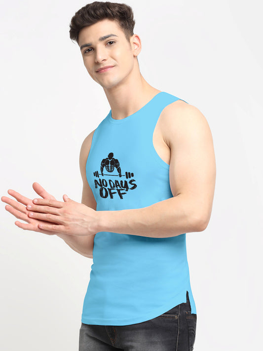 Men's No Days Off Printed Round Neck Gym Vest - Friskers
