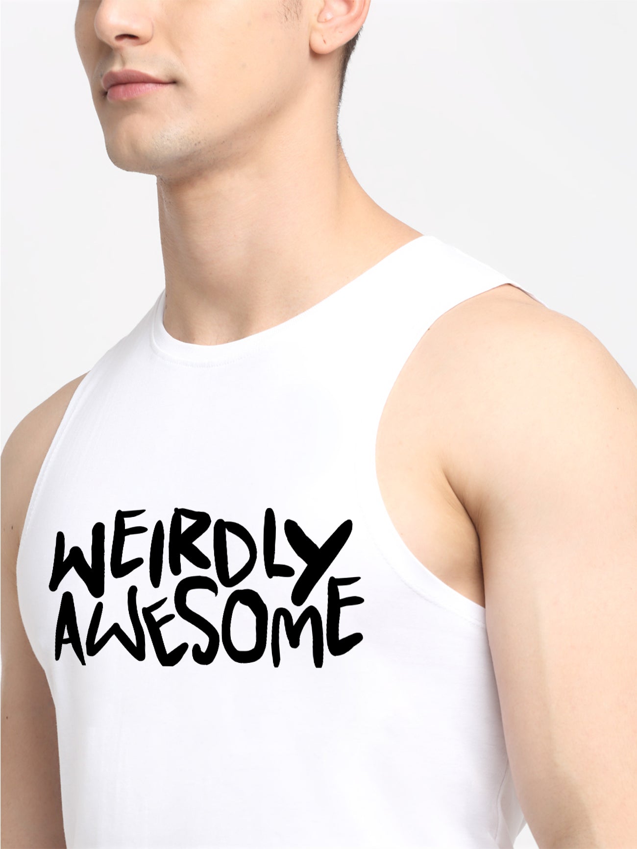 Men's Weirdly Awesome Round Neck Sports Gym Vest - Friskers
