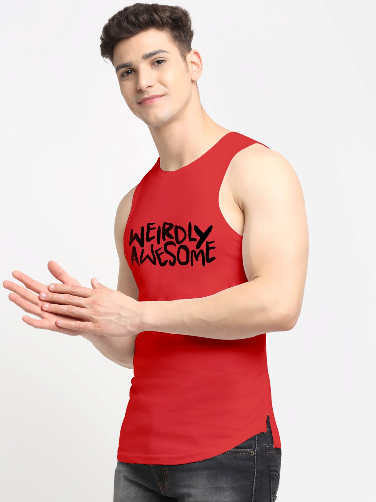 Men's Weirdly Awesome Round Neck Sports Gym Vest - Friskers