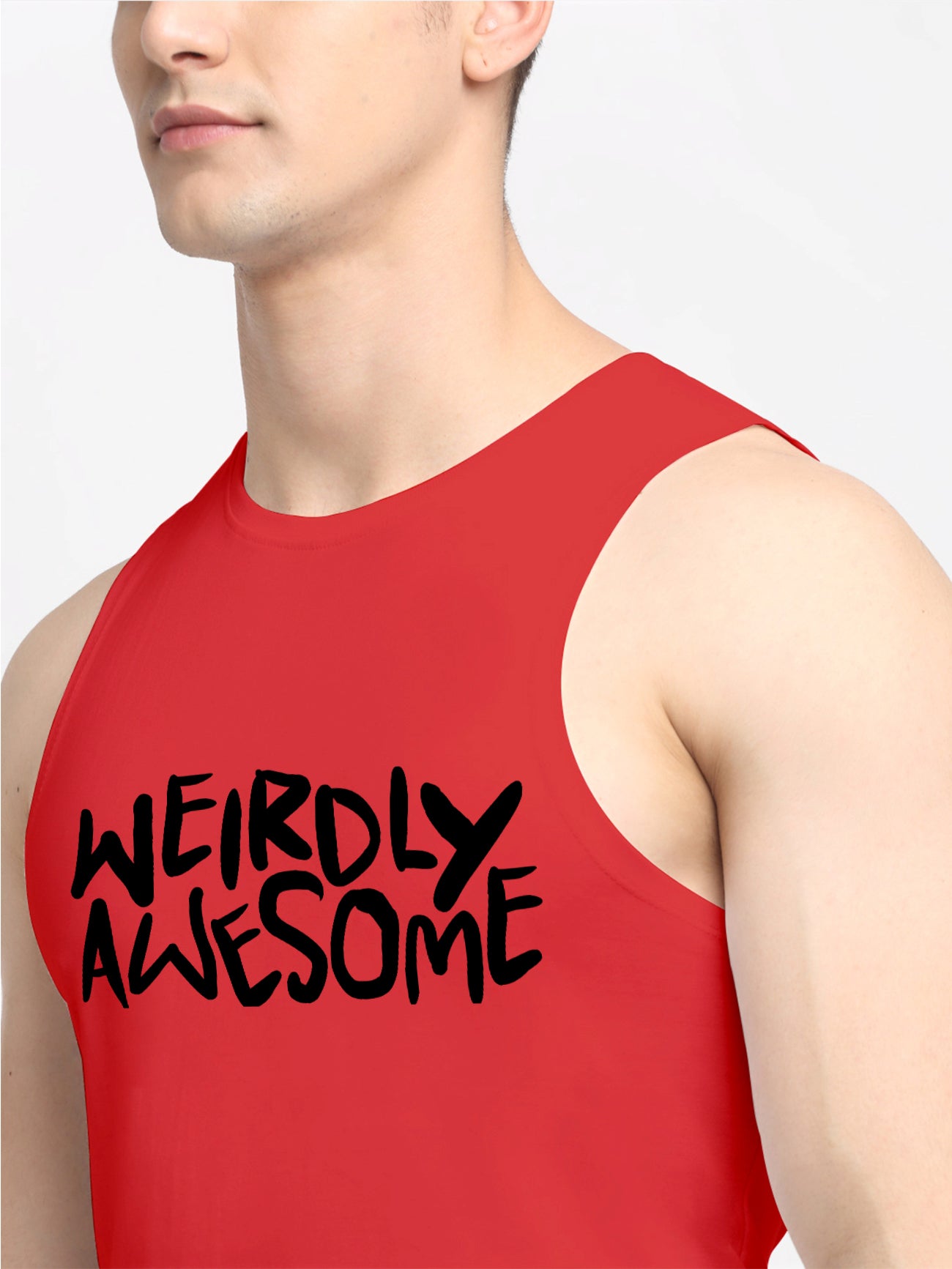 Men's Weirdly Awesome Round Neck Sports Gym Vest - Friskers