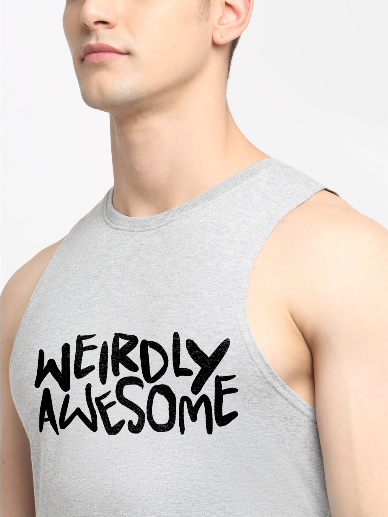 Men's Weirdly Awesome Round Neck Sports Gym Vest - Friskers