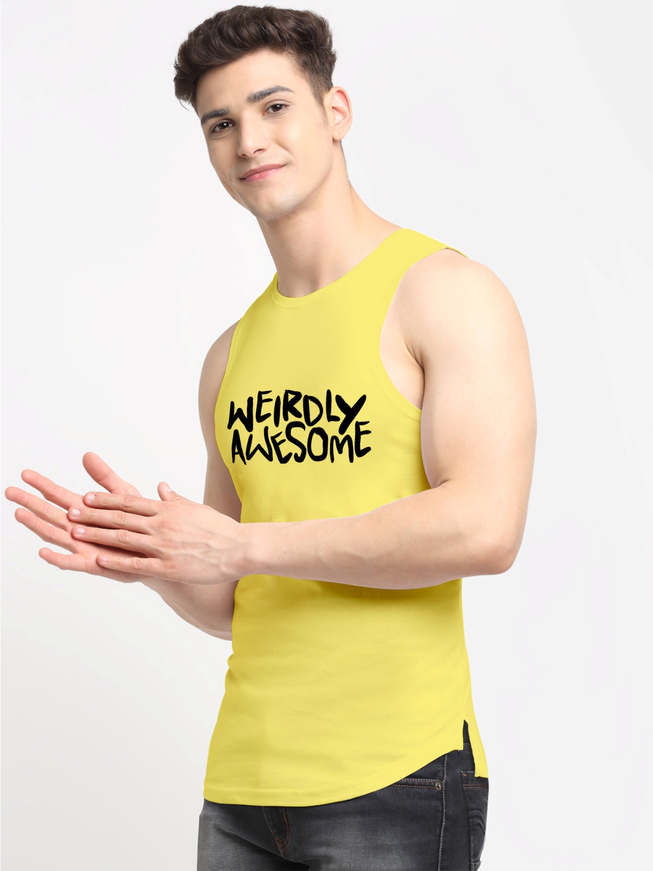 Men's Weirdly Awesome Round Neck Sports Gym Vest - Friskers