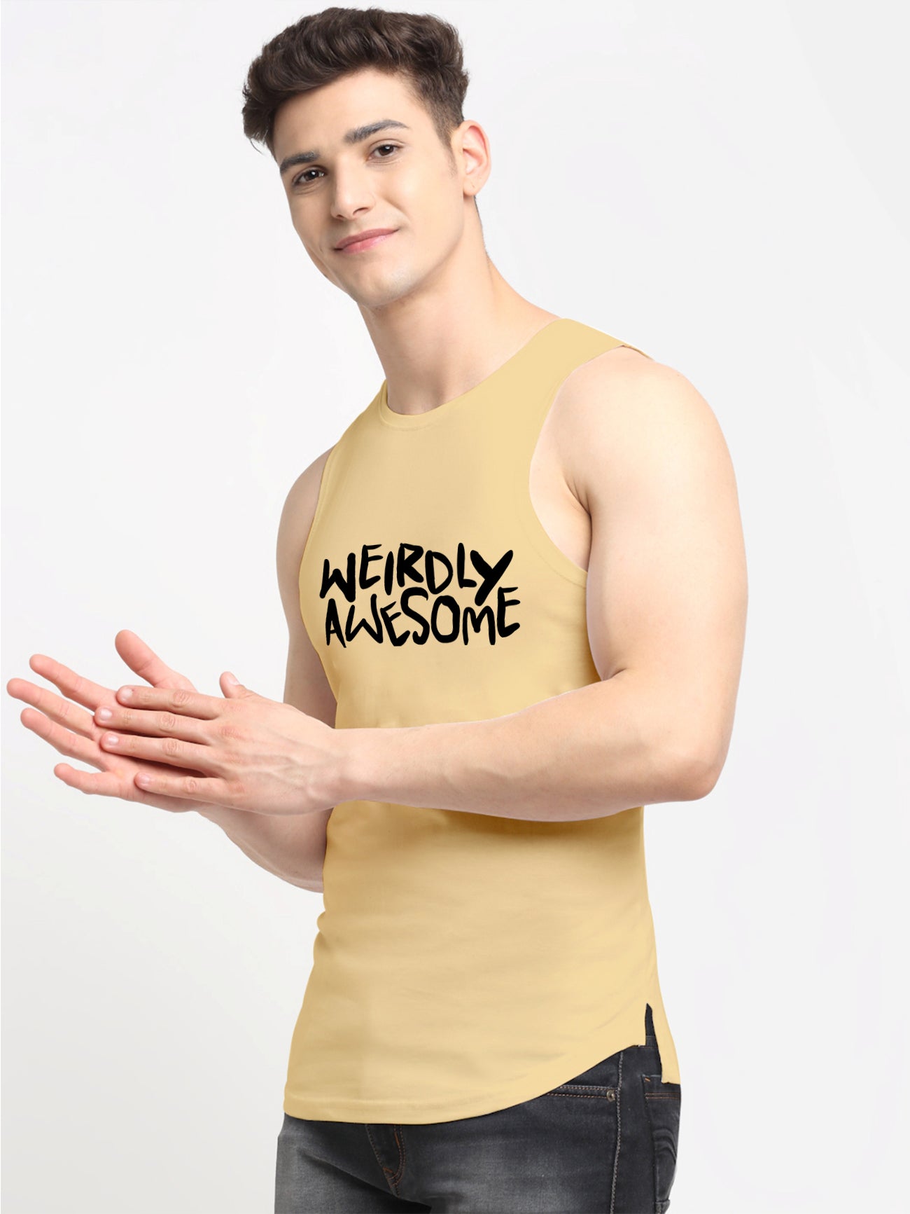 Men's Weirdly Awesome Round Neck Sports Gym Vest - Friskers