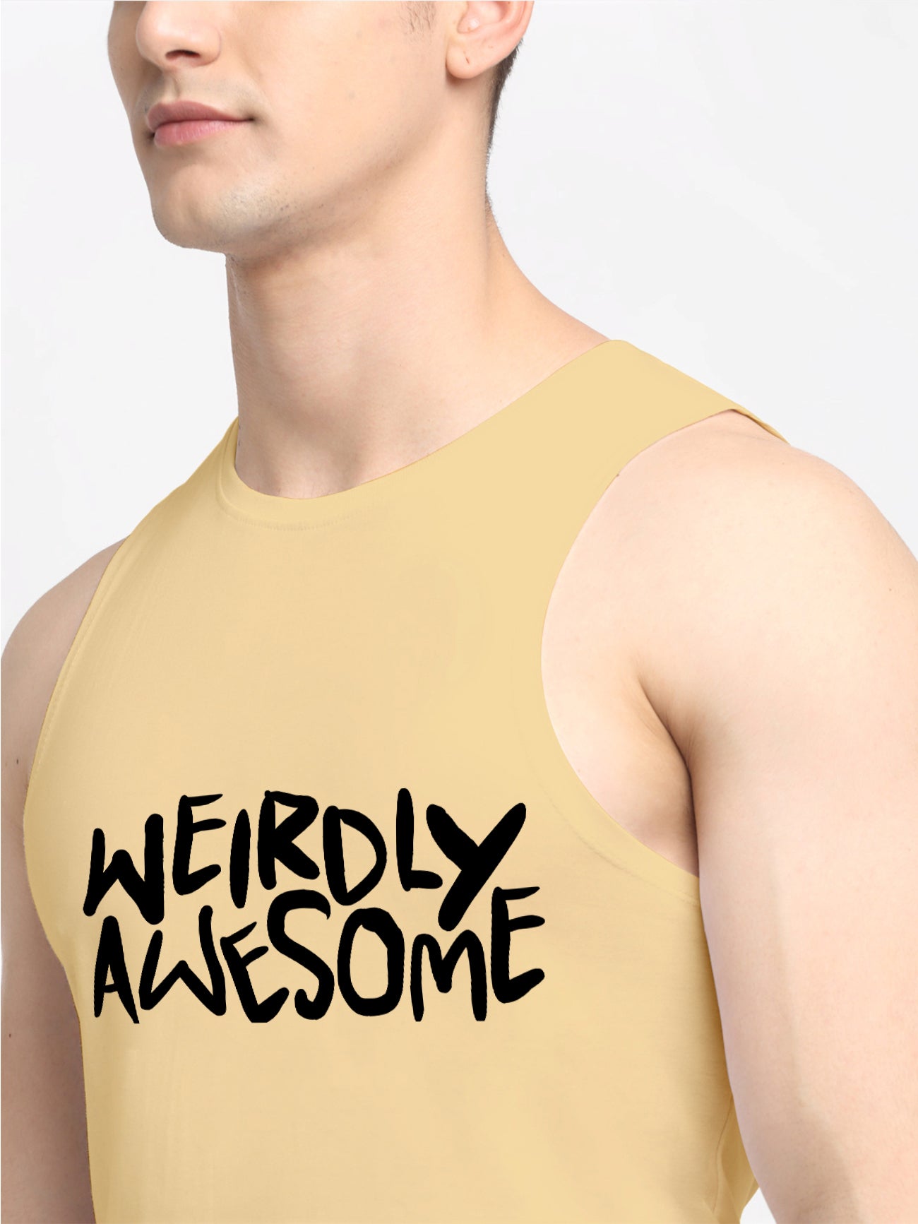 Men's Weirdly Awesome Round Neck Sports Gym Vest - Friskers
