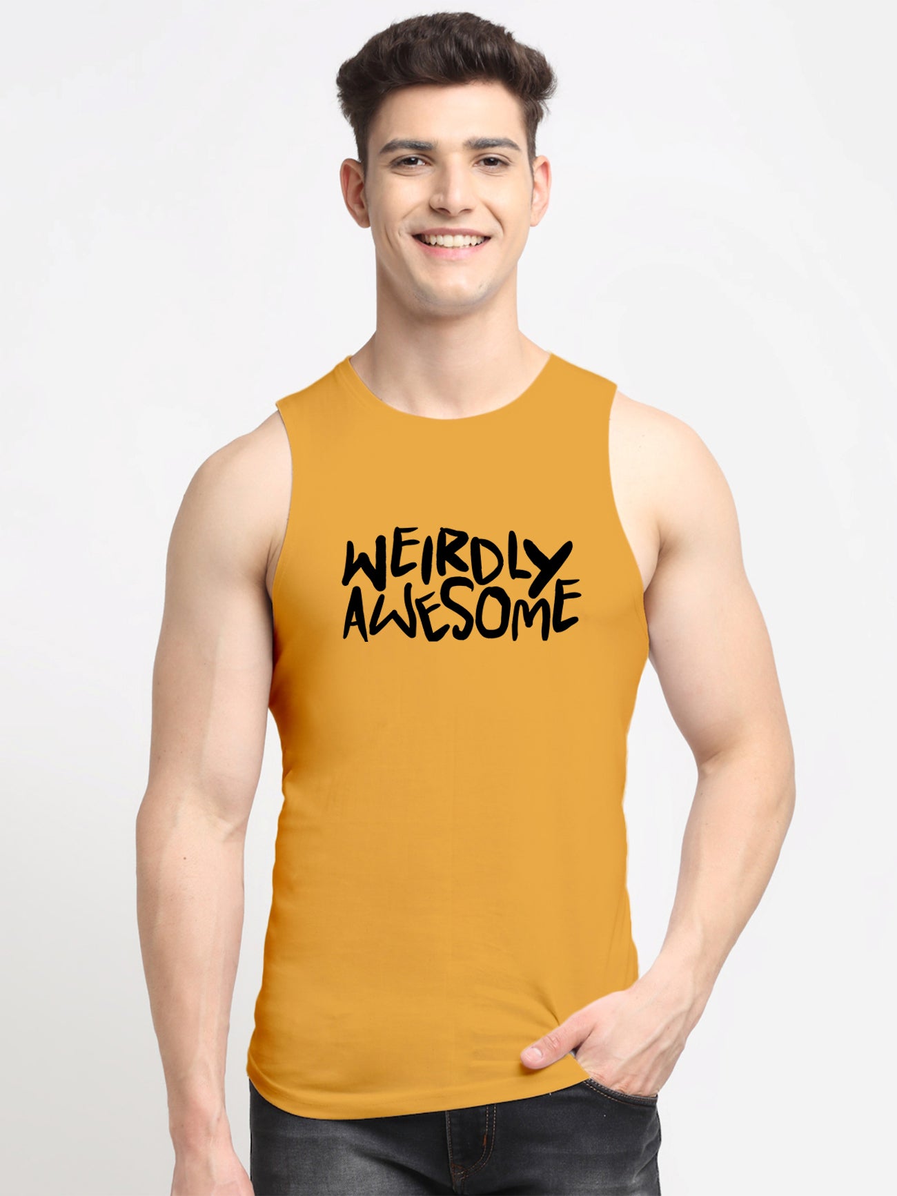 Men's Weirdly Awesome Round Neck Sports Gym Vest - Friskers