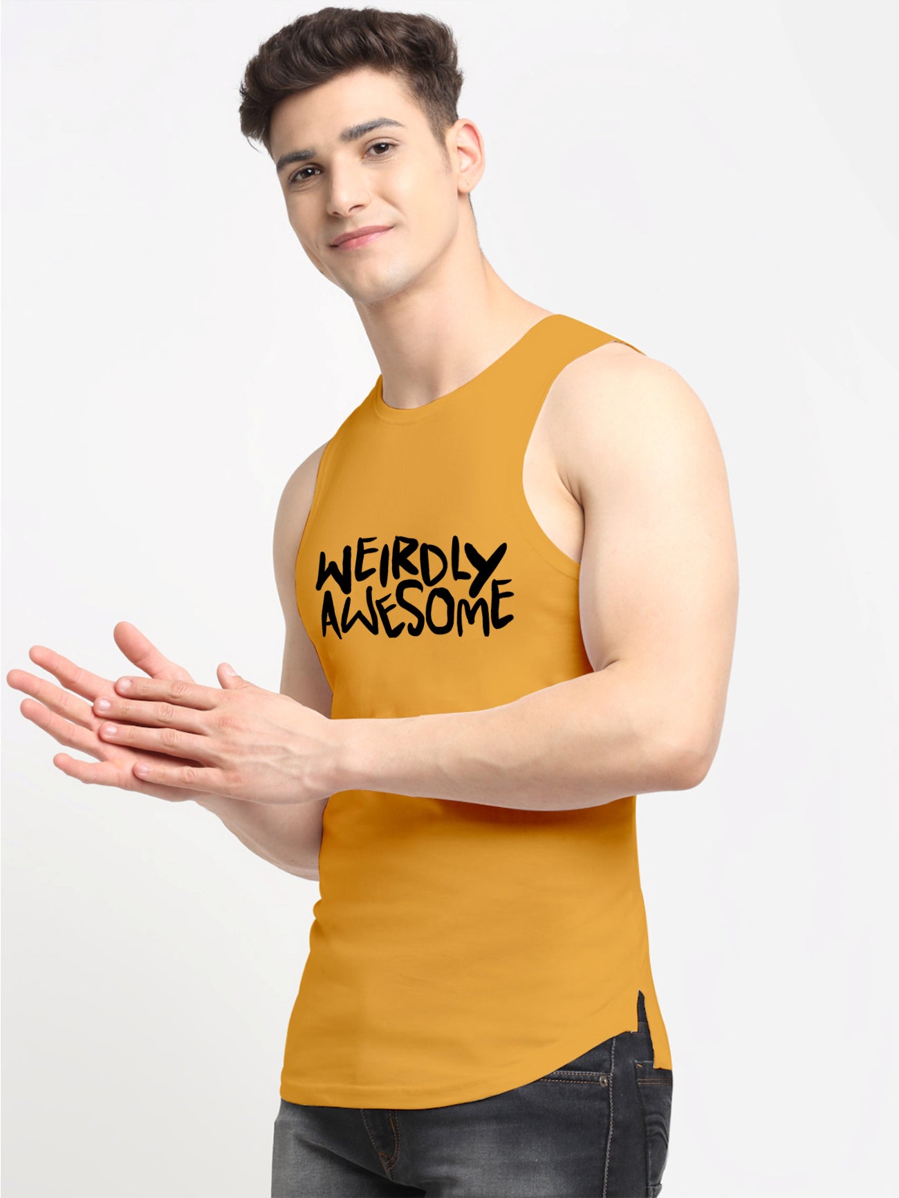 Men's Weirdly Awesome Round Neck Sports Gym Vest - Friskers
