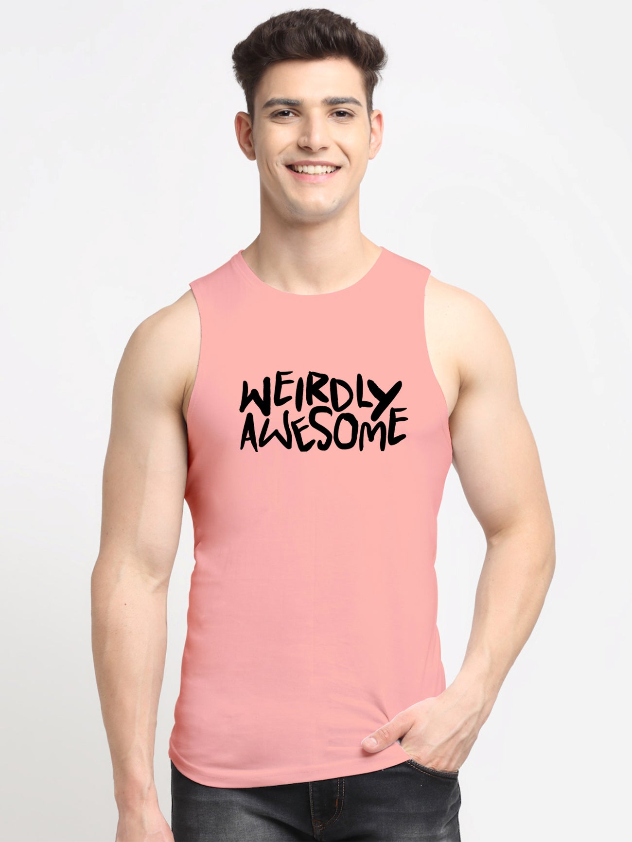 Men's Weirdly Awesome Round Neck Sports Gym Vest - Friskers
