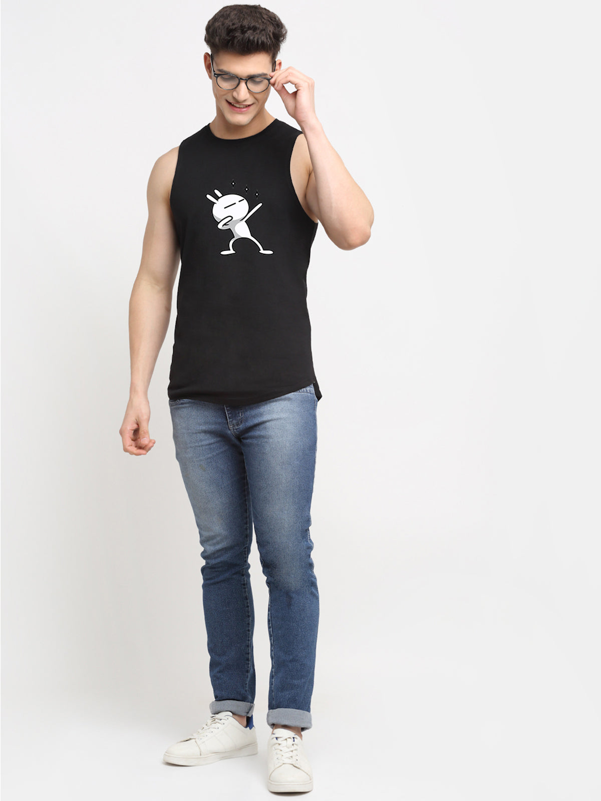 Men's Three Star Round Neck Sports Gym Vest - Friskers
