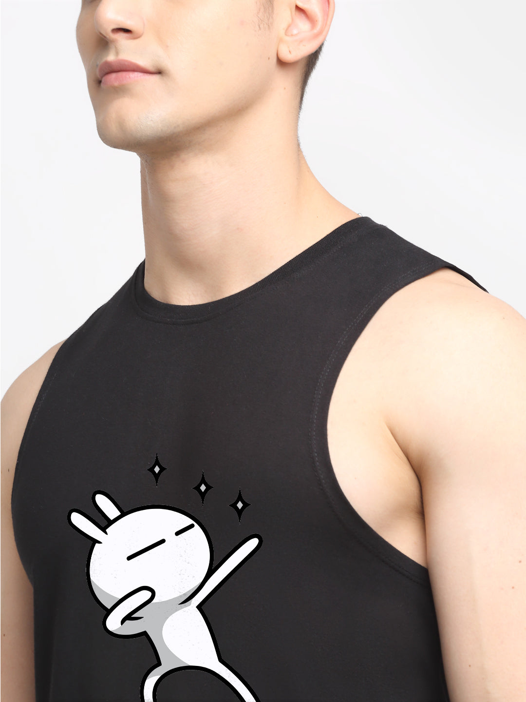 Men's Three Star Round Neck Sports Gym Vest - Friskers