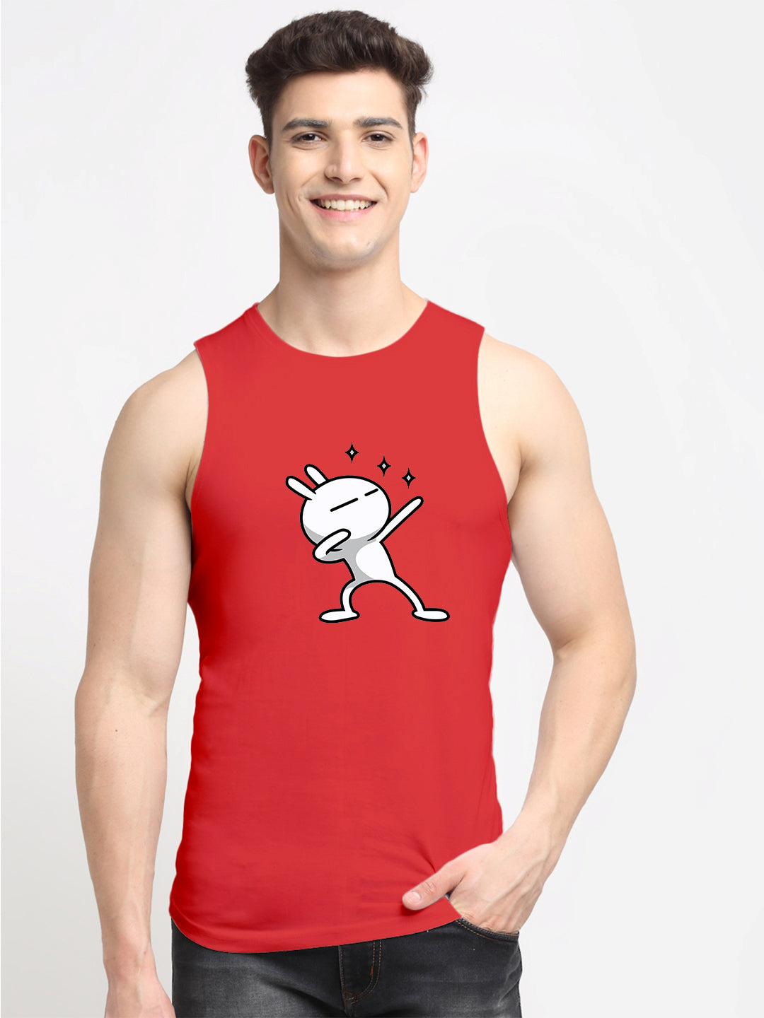 Men's Three Star Round Neck Sports Gym Vest - Friskers