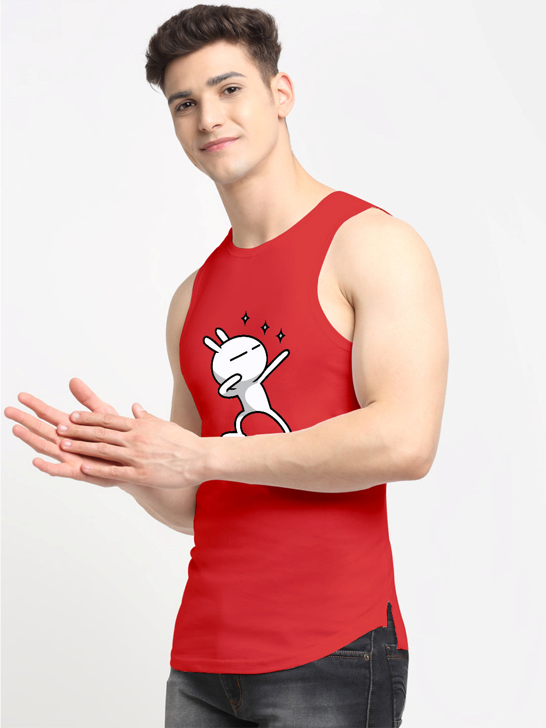 Men's Three Star Round Neck Sports Gym Vest - Friskers