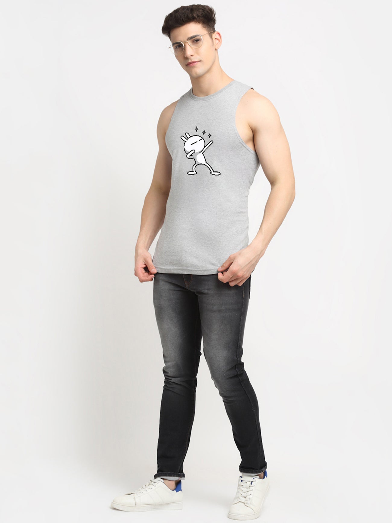 Men's Three Star Round Neck Sports Gym Vest - Friskers