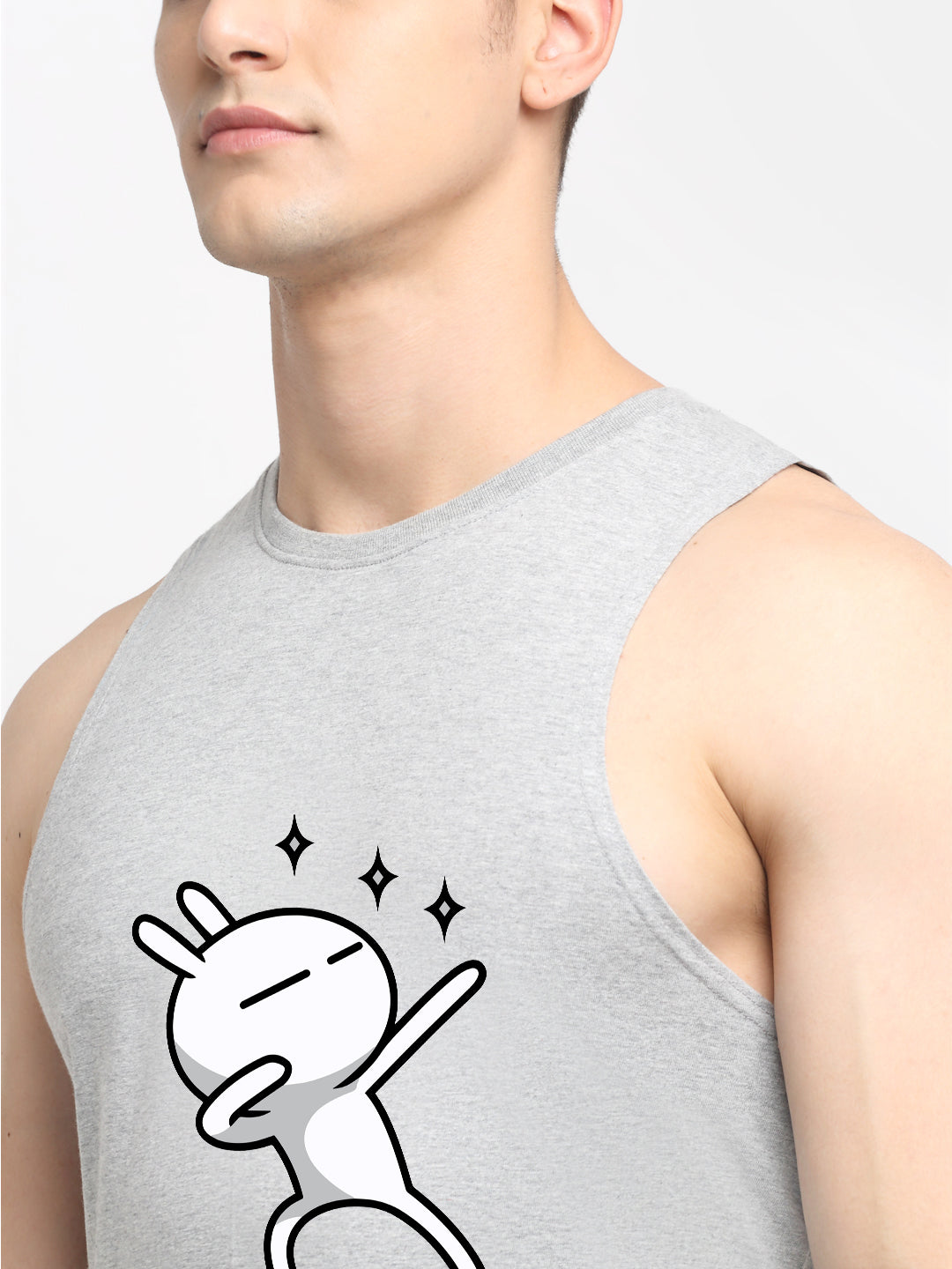 Men's Three Star Round Neck Sports Gym Vest - Friskers