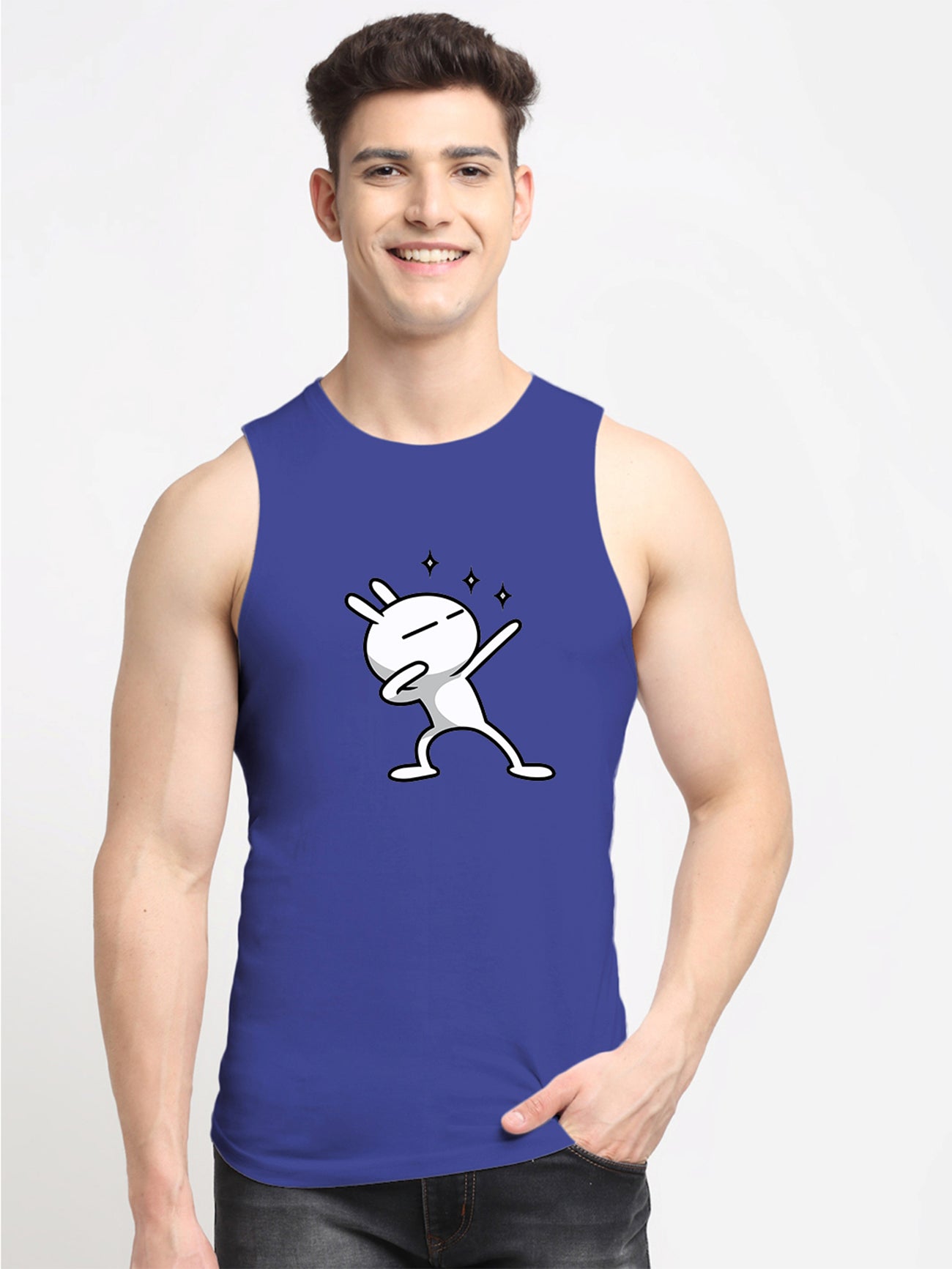 Men's Three Star Round Neck Sports Gym Vest - Friskers