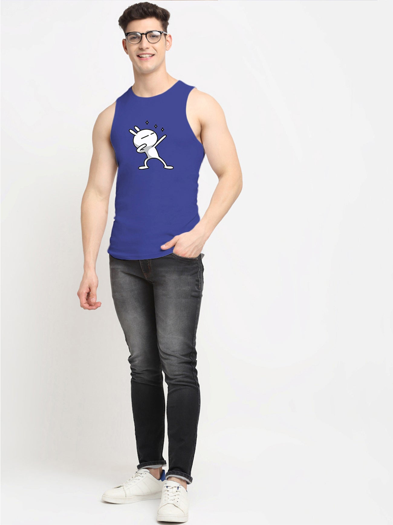 Men's Three Star Round Neck Sports Gym Vest - Friskers