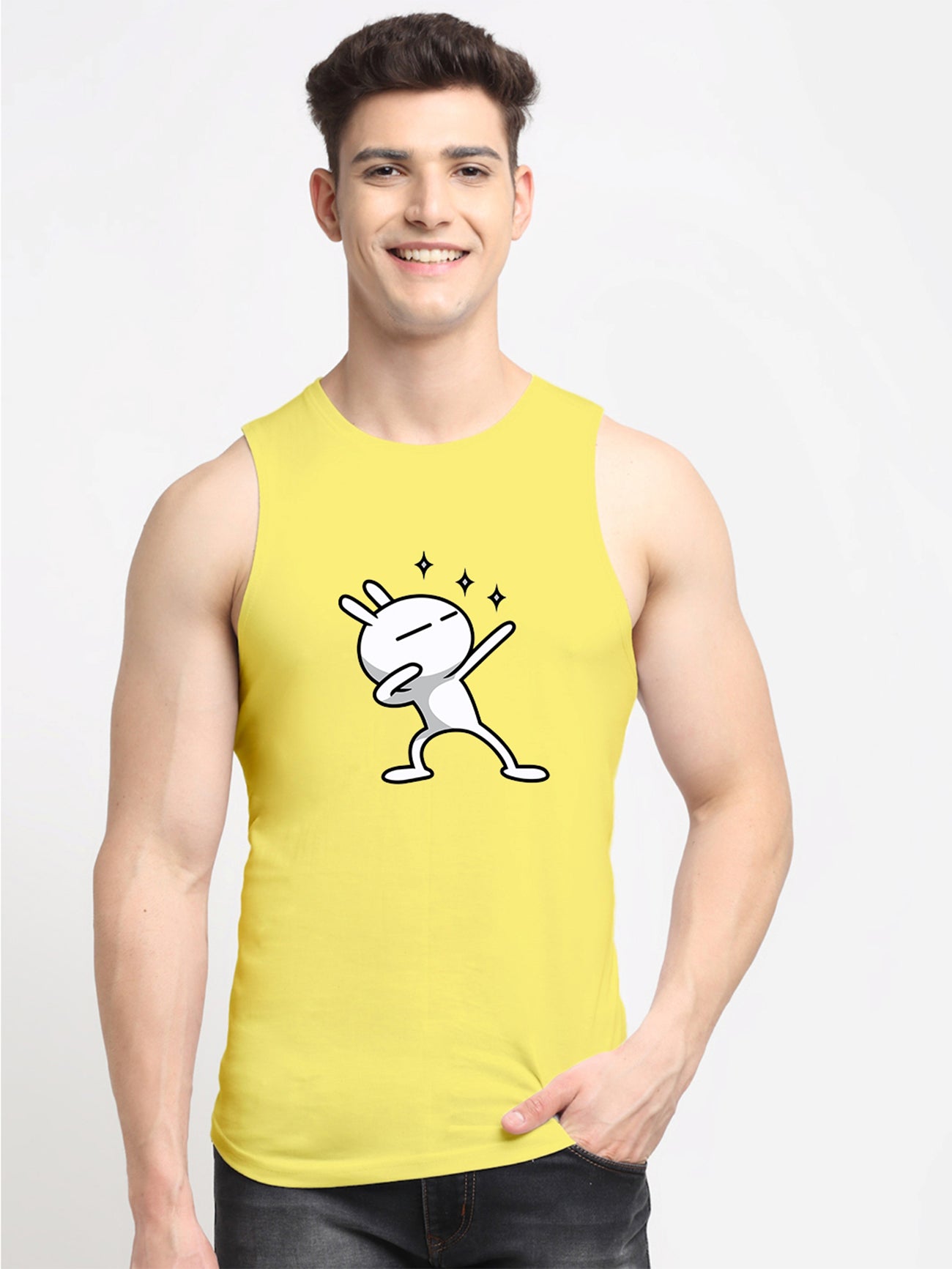 Men's Three Star Round Neck Sports Gym Vest - Friskers