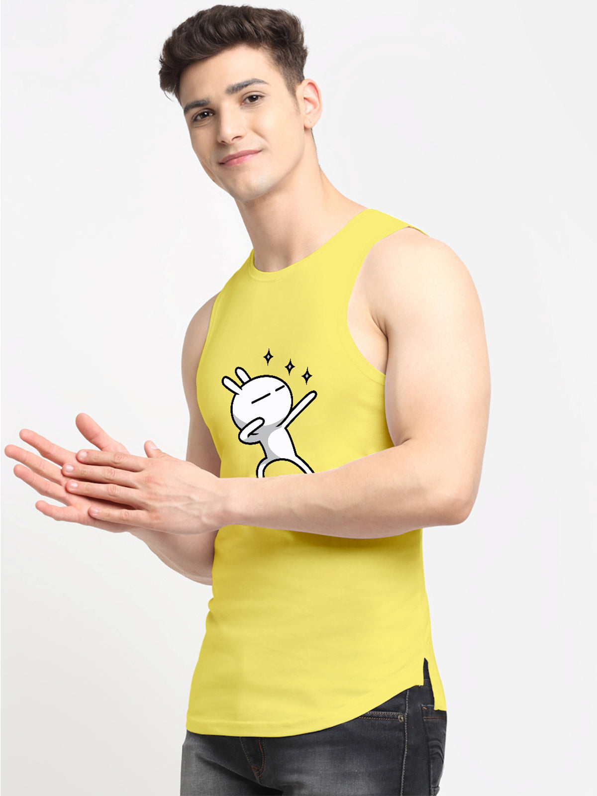 Men's Three Star Round Neck Sports Gym Vest - Friskers